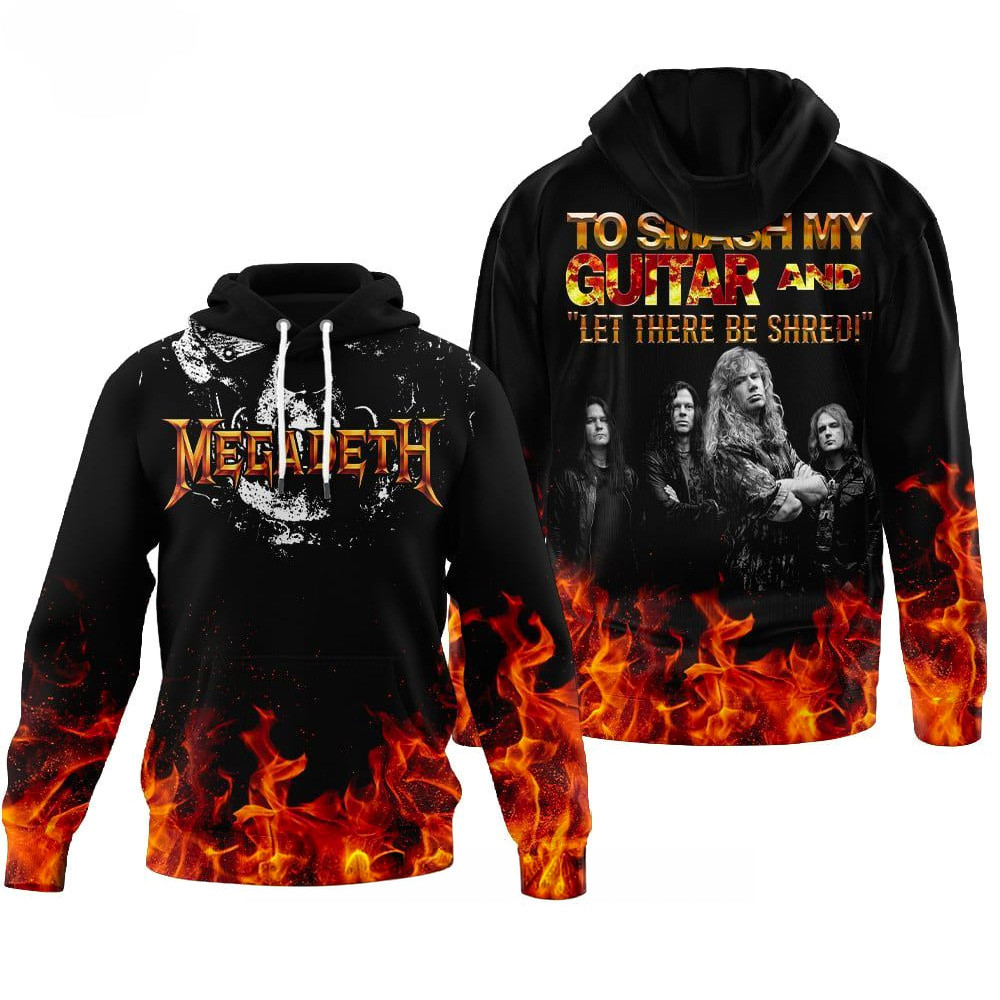 Megadeth To Smash My Guitar And Let There Be Shred Hoodie Megadeth Merch Gifts For Fans