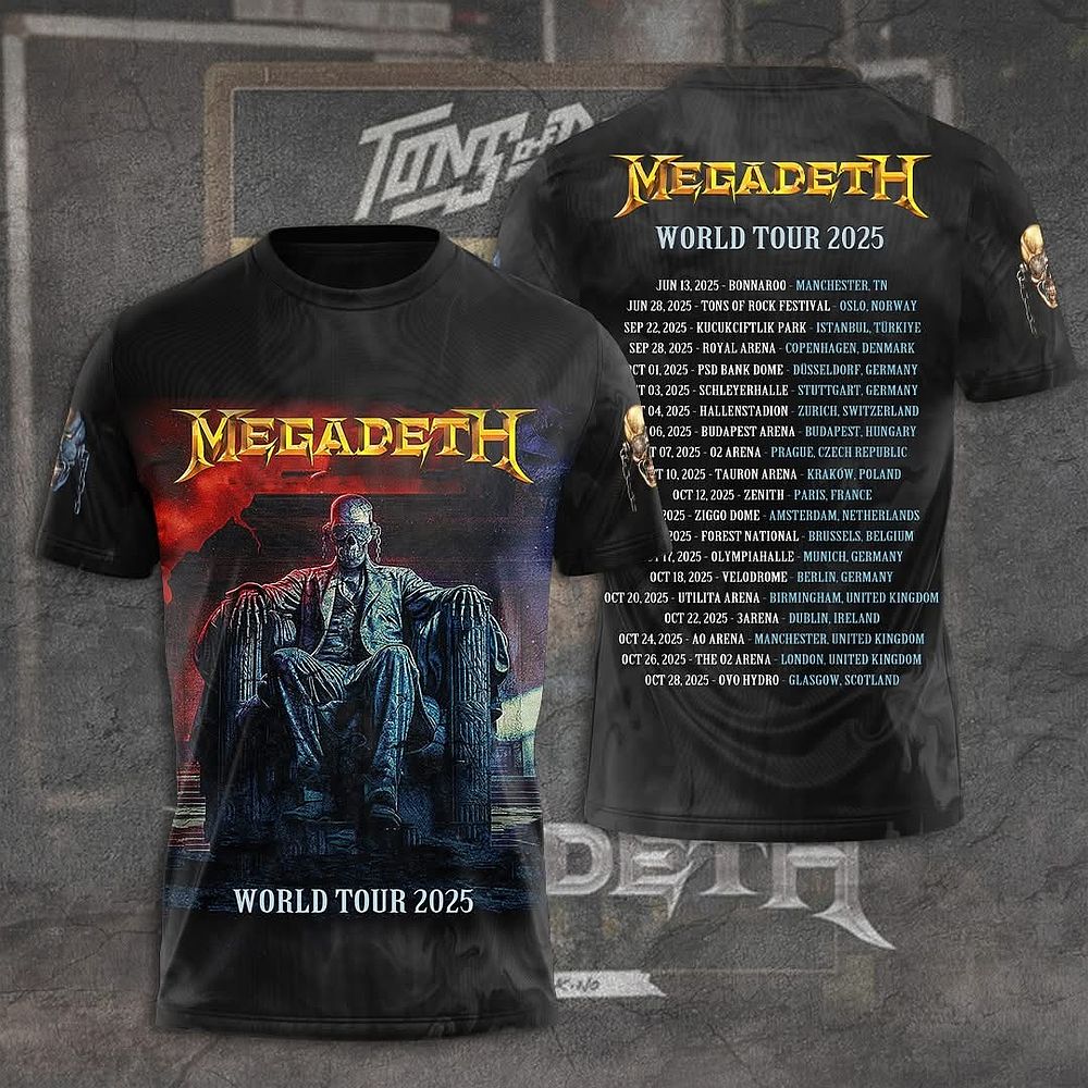 Megadeth World Tour 2025 Concert T-Shirt Best Megadeth Fans Gift For Music Lovers