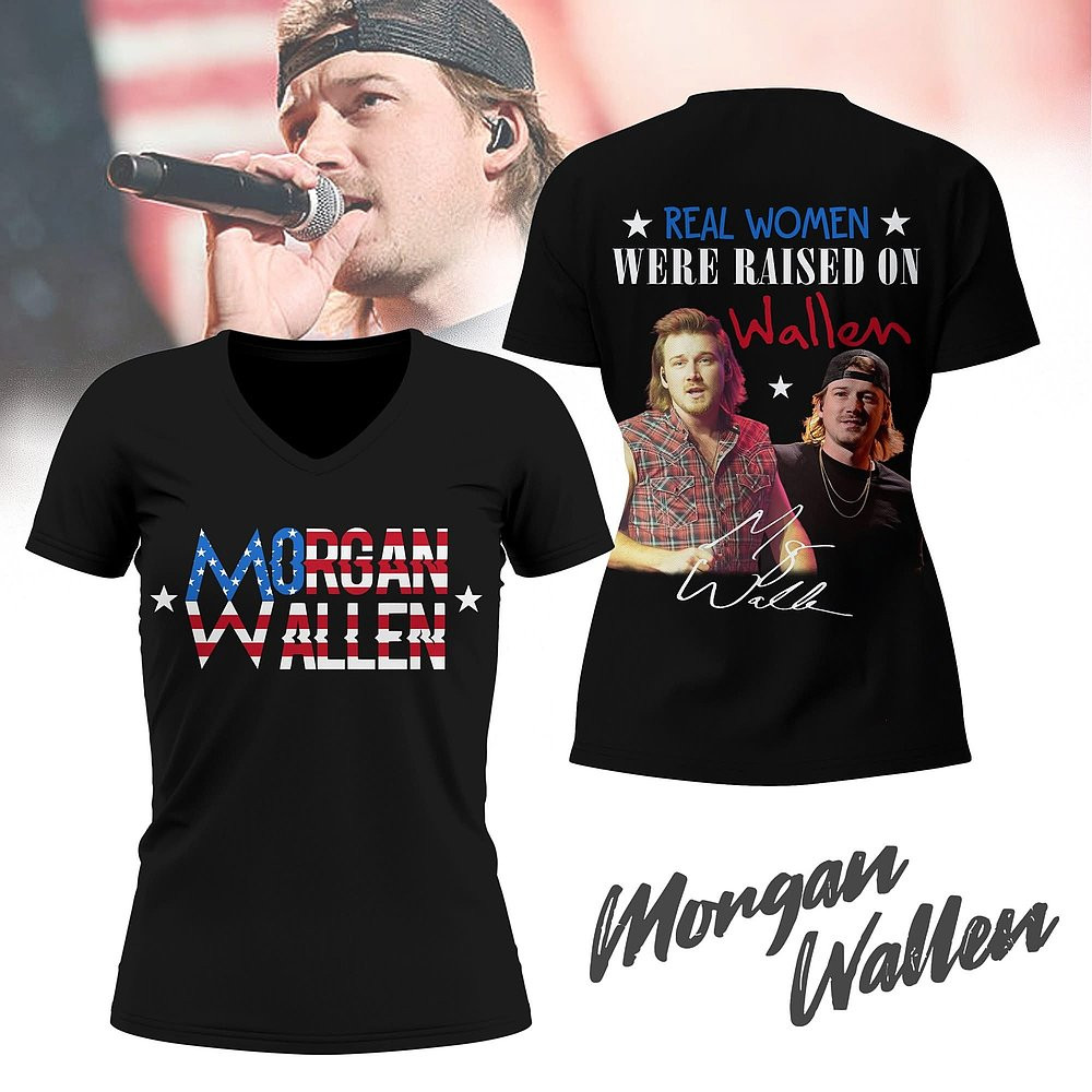 Megan Morgan Real Women Were Raised On Wallen V-Neck Shirt Gift For Women