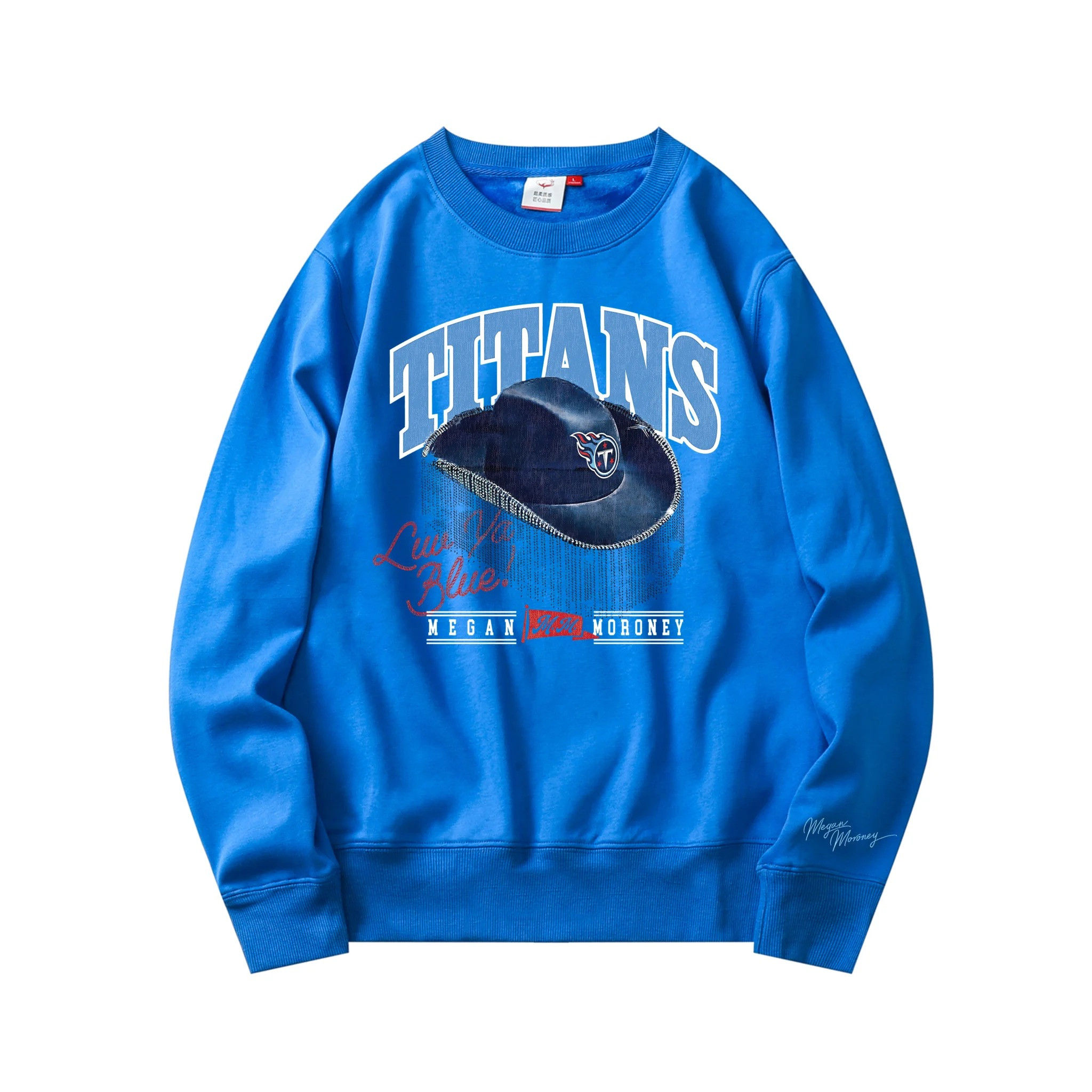 Megan Moroney Merch Sweatshirt Exclusive Megan Moroney Tennessee Titans Cowgirl Hat Crewneck