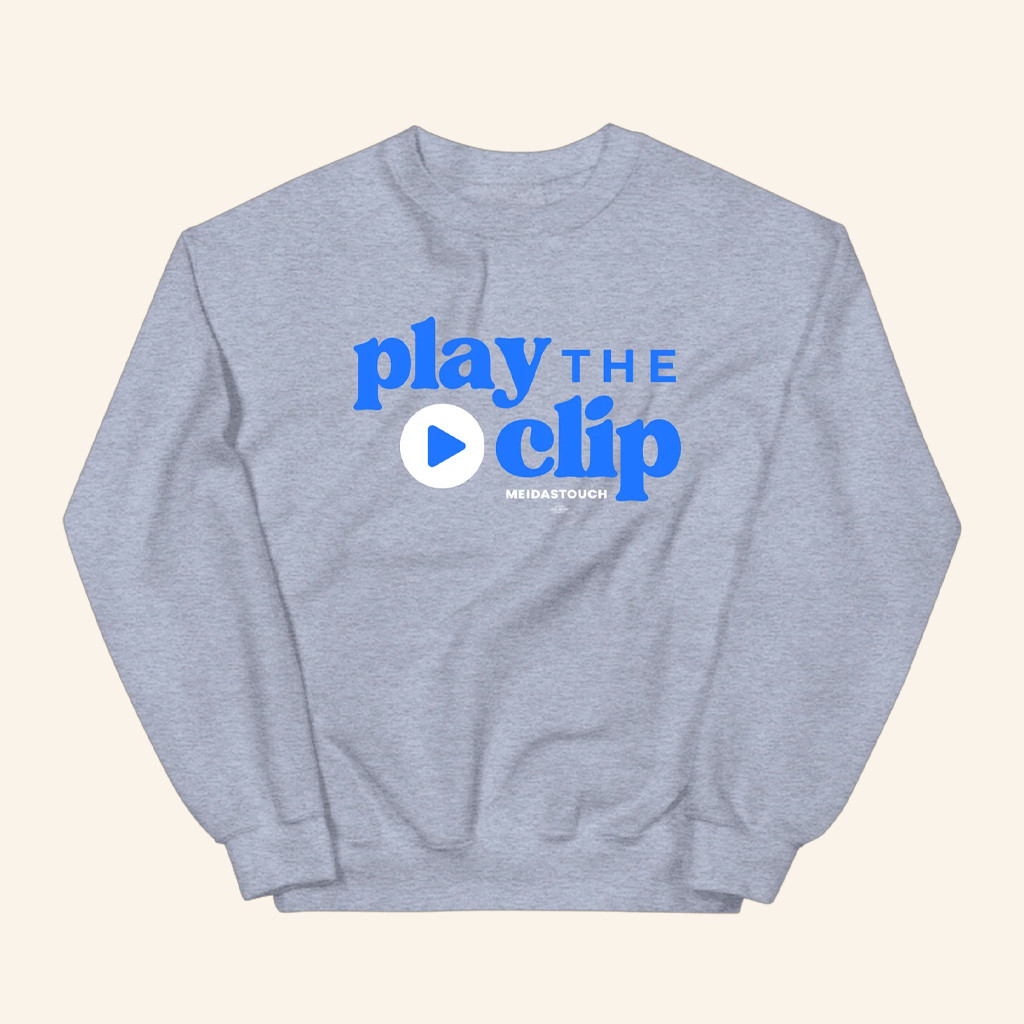 MeidasTouch Merch Play The Clip Crewneck Sweatshirt Christmas Presents For Boyfriend MeidasTouch Merch Play The Clip Crewneck Sweatshirt Christmas Presents For Boyfriend