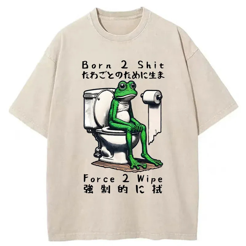 Melancholy Frog Washed T-Shirt Casual Vintage Everyday Look Gifts For BFF Melancholy Frog Washed T-Shirt Casual Vintage Everyday Look Gifts For BFF