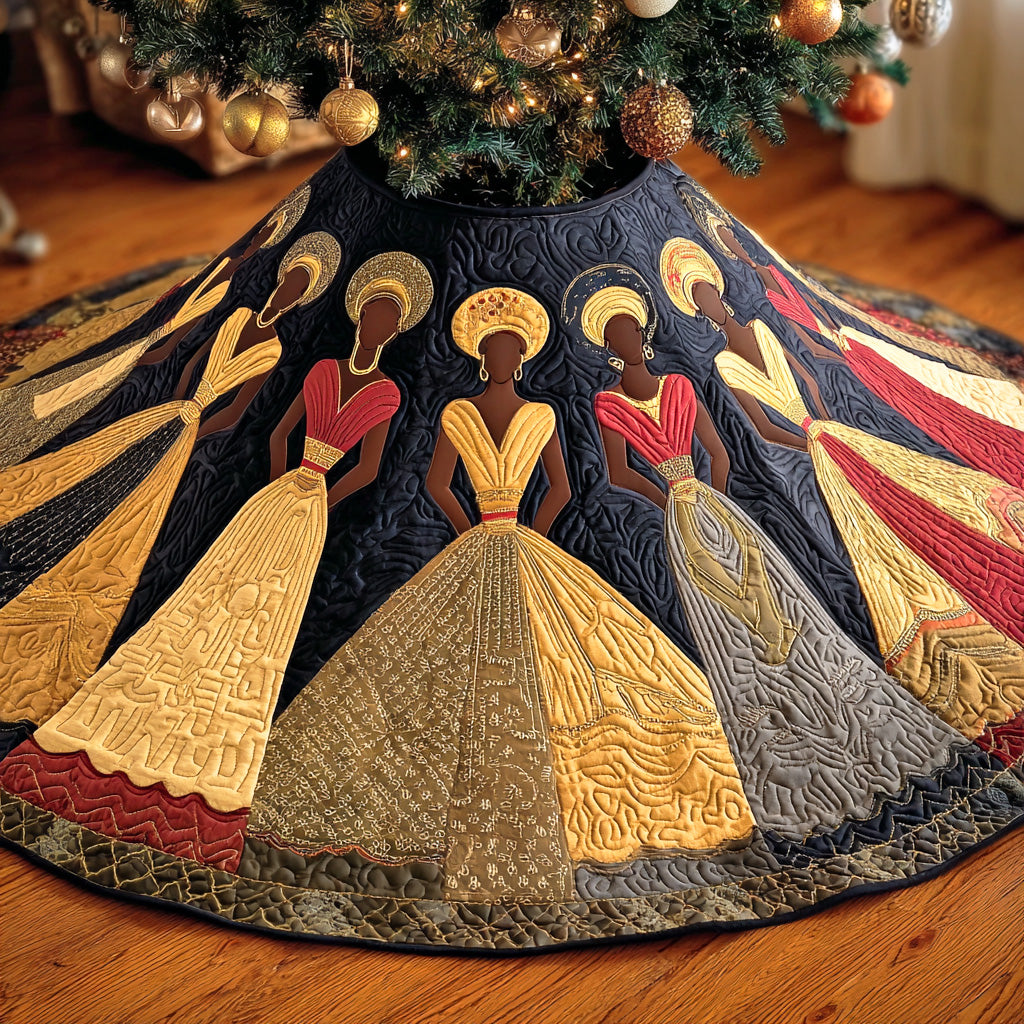 Melanin Dreams Christmas Quilted Tree Skirt Xmas Home Decor Best Christmas Gift Ideas