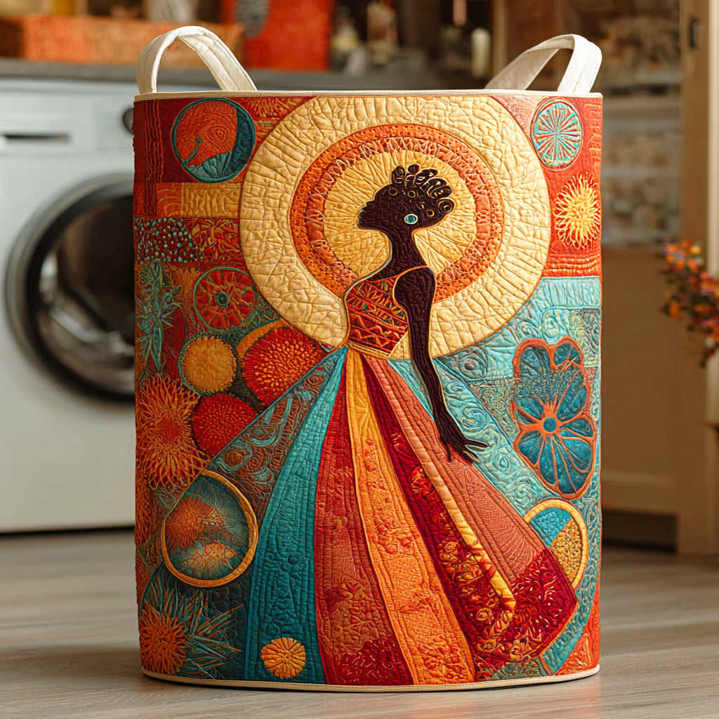 Melanin Dreams Quilted Laundry Basket Elegant Home Gift Idea with Quilted Laundry Hamper