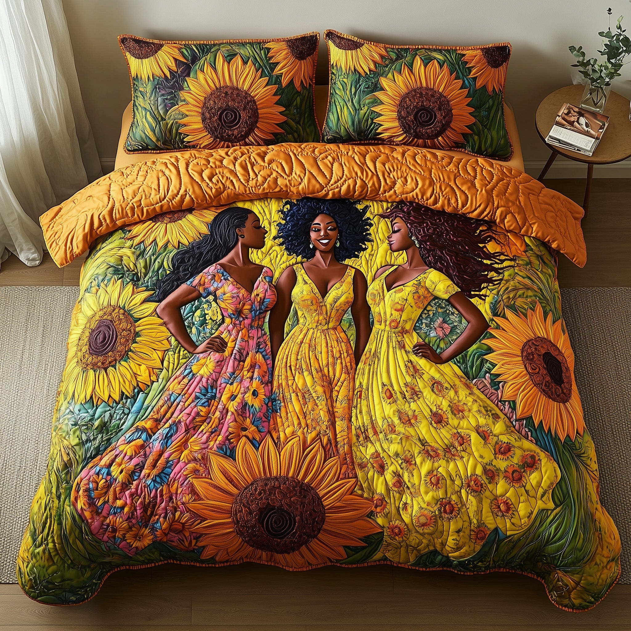 Melanin Heritage Quilted Bedding Set Duvet Cover Bedspread African American Gifts For Her