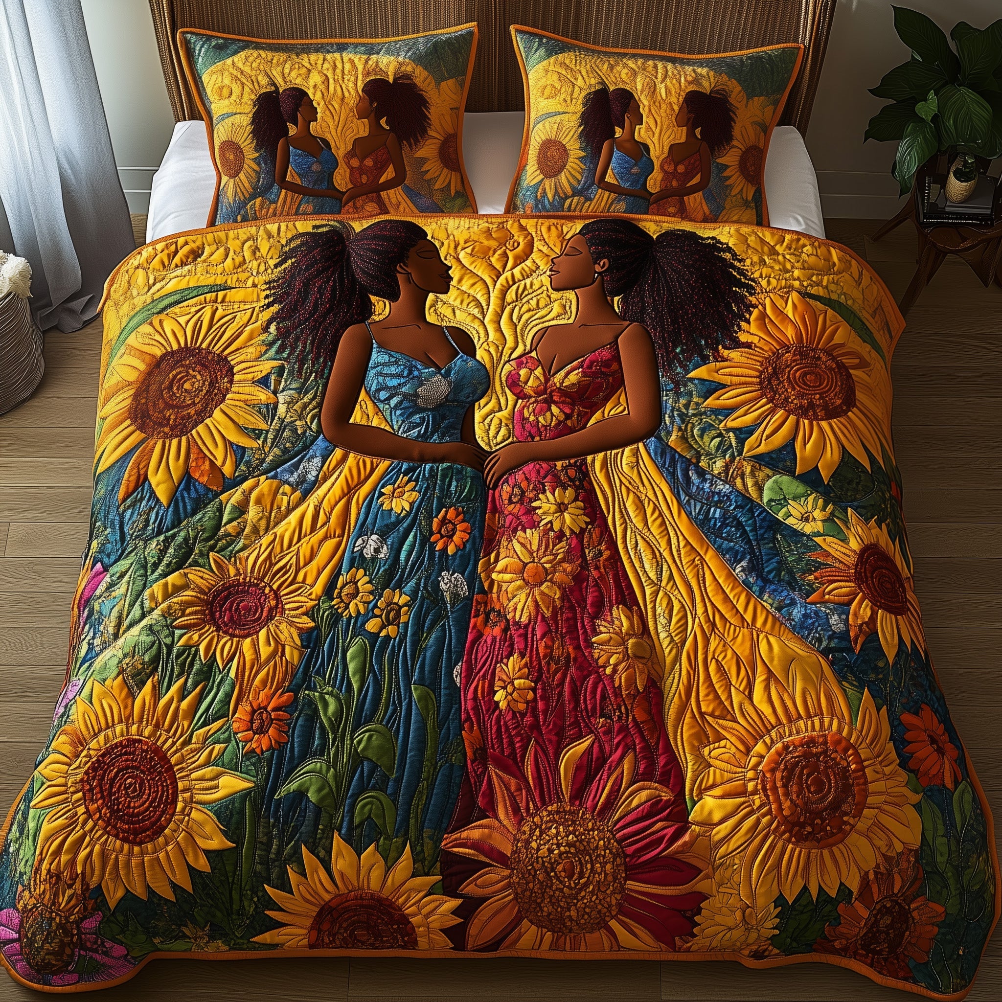 Melanin Heritage Quilted Bedding Set Duvet Cover Bedspread Best African American Gifts