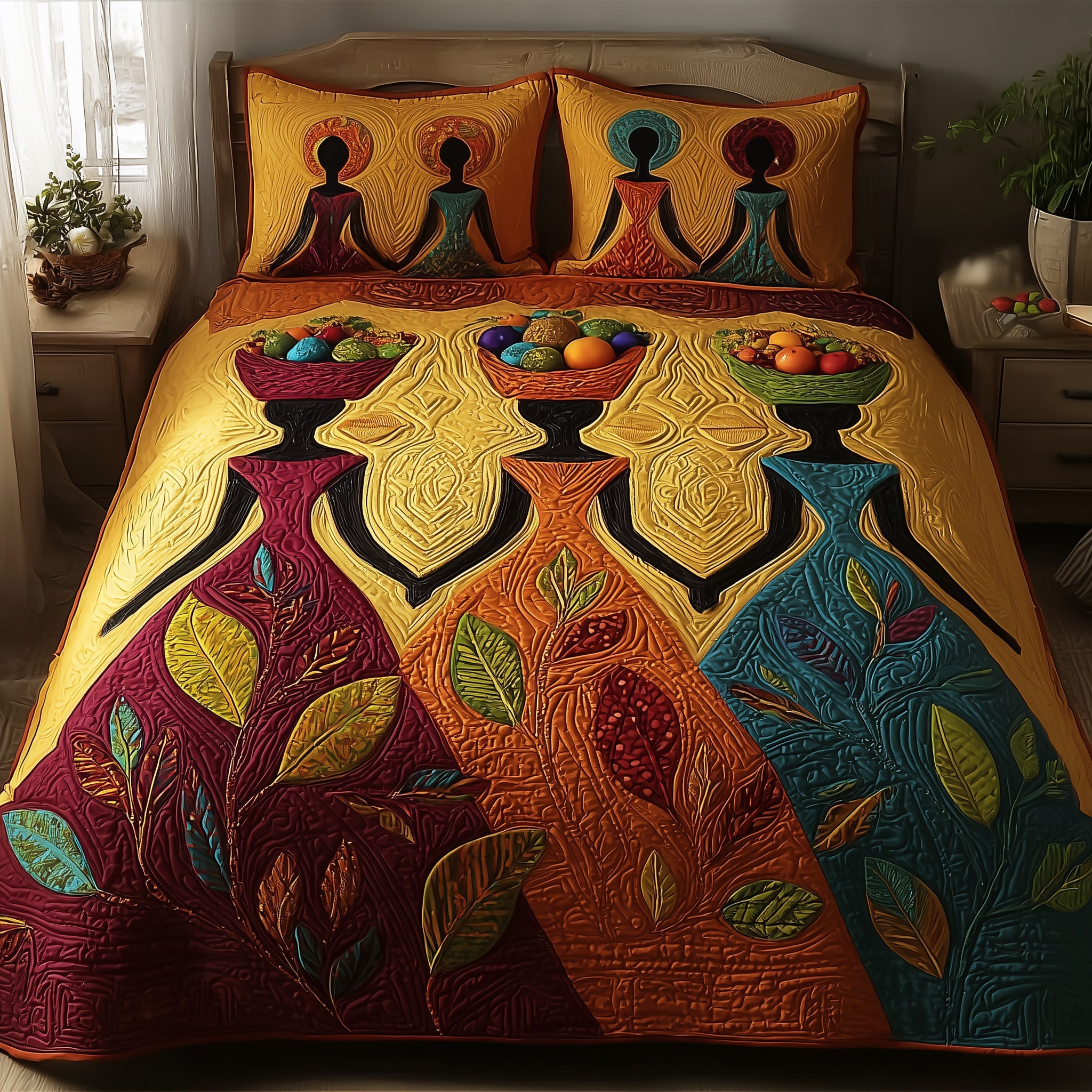 Melanin Quilted Bedding Set Duvet Cover Bedspread Melanin African American Gifts Stuff