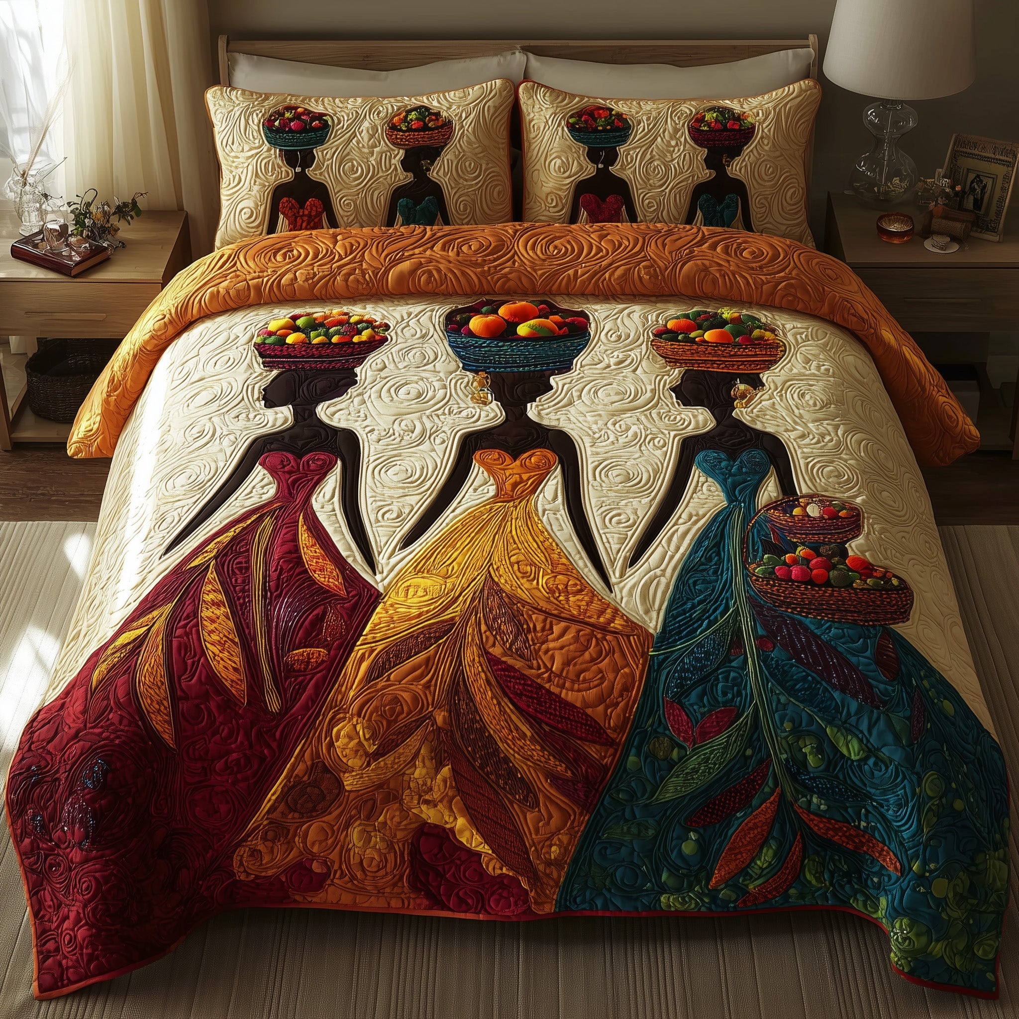 Melanin Quilted Bedding Set Duvet Cover Bedspread Melanin Black Women Gift Ideas