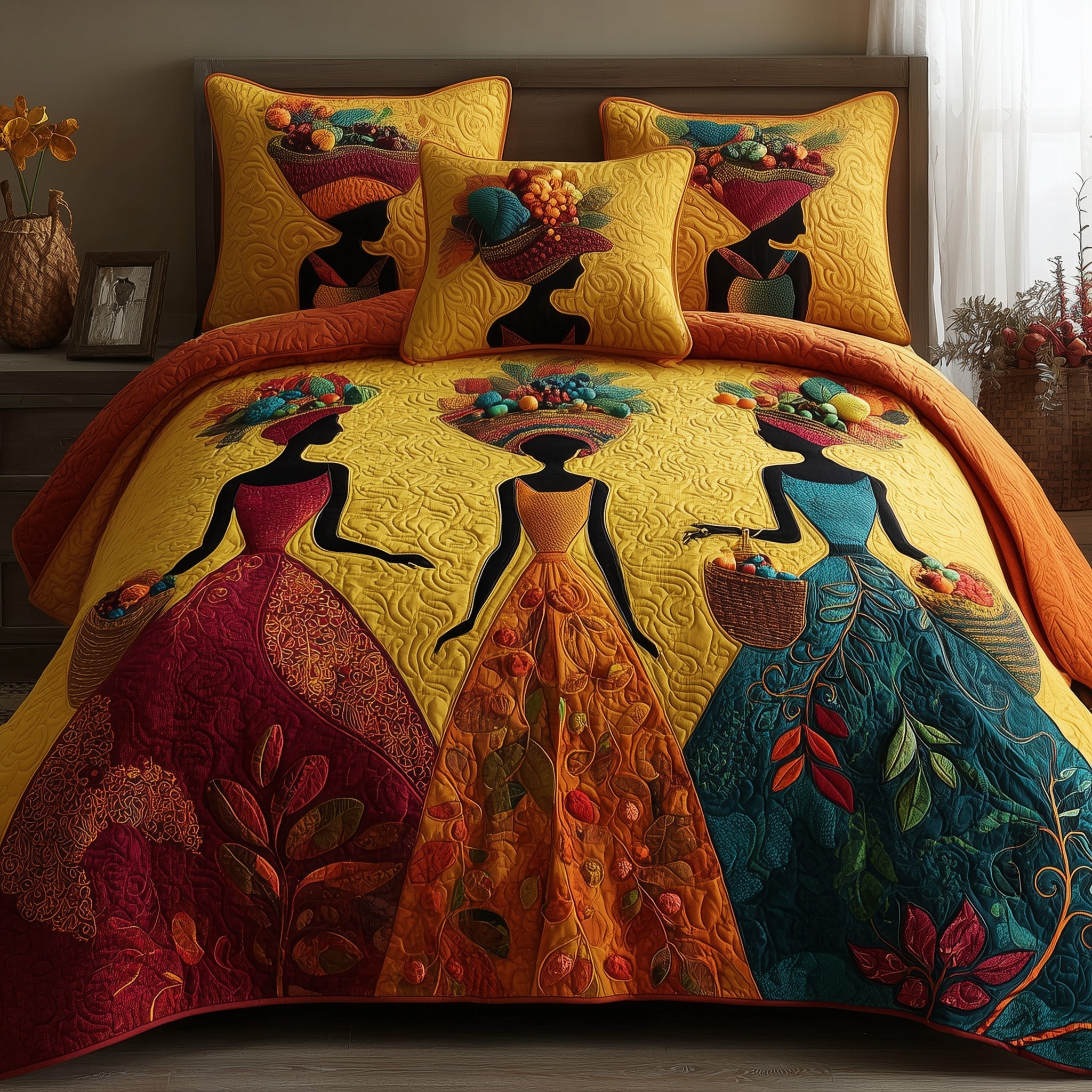 Melanin Quilted Bedding Set Duvet Cover Bedspread Melanin Black Women Gifts For Her