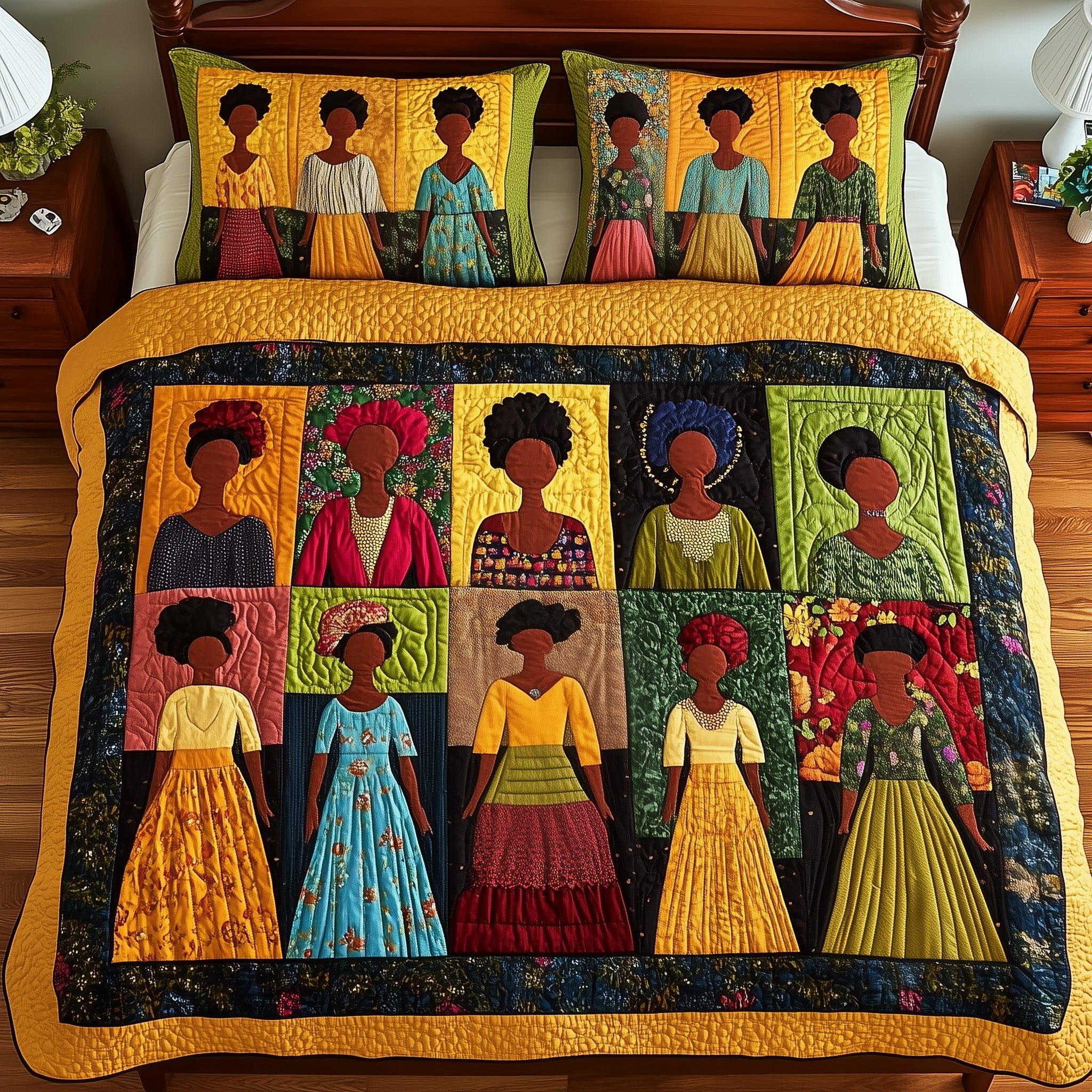 Melanin Quilted Bedding Set Duvet Cover Merchandise African American Gifts For Sisters