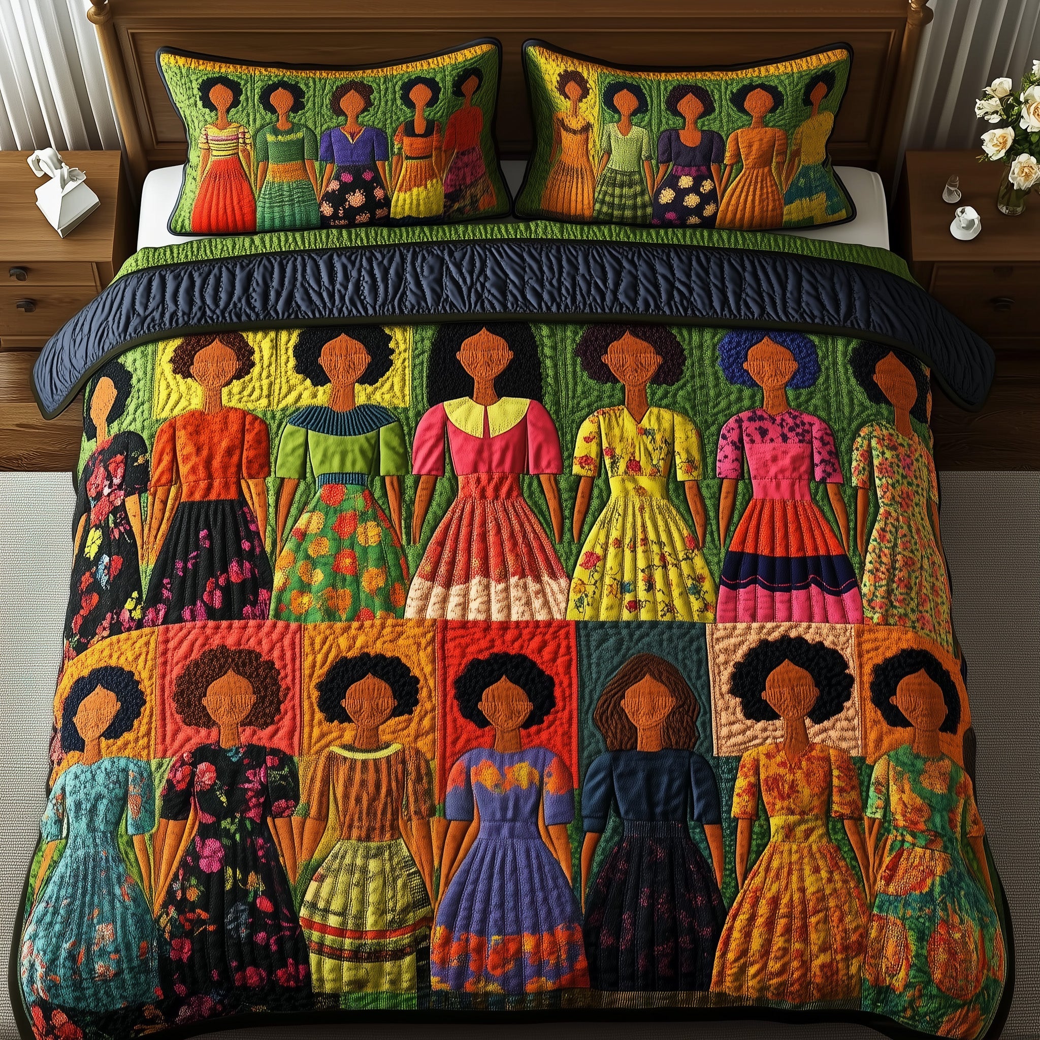Melanin Quilted Bedding Set Duvet Cover Merchandise Unique Black History Month Gifts