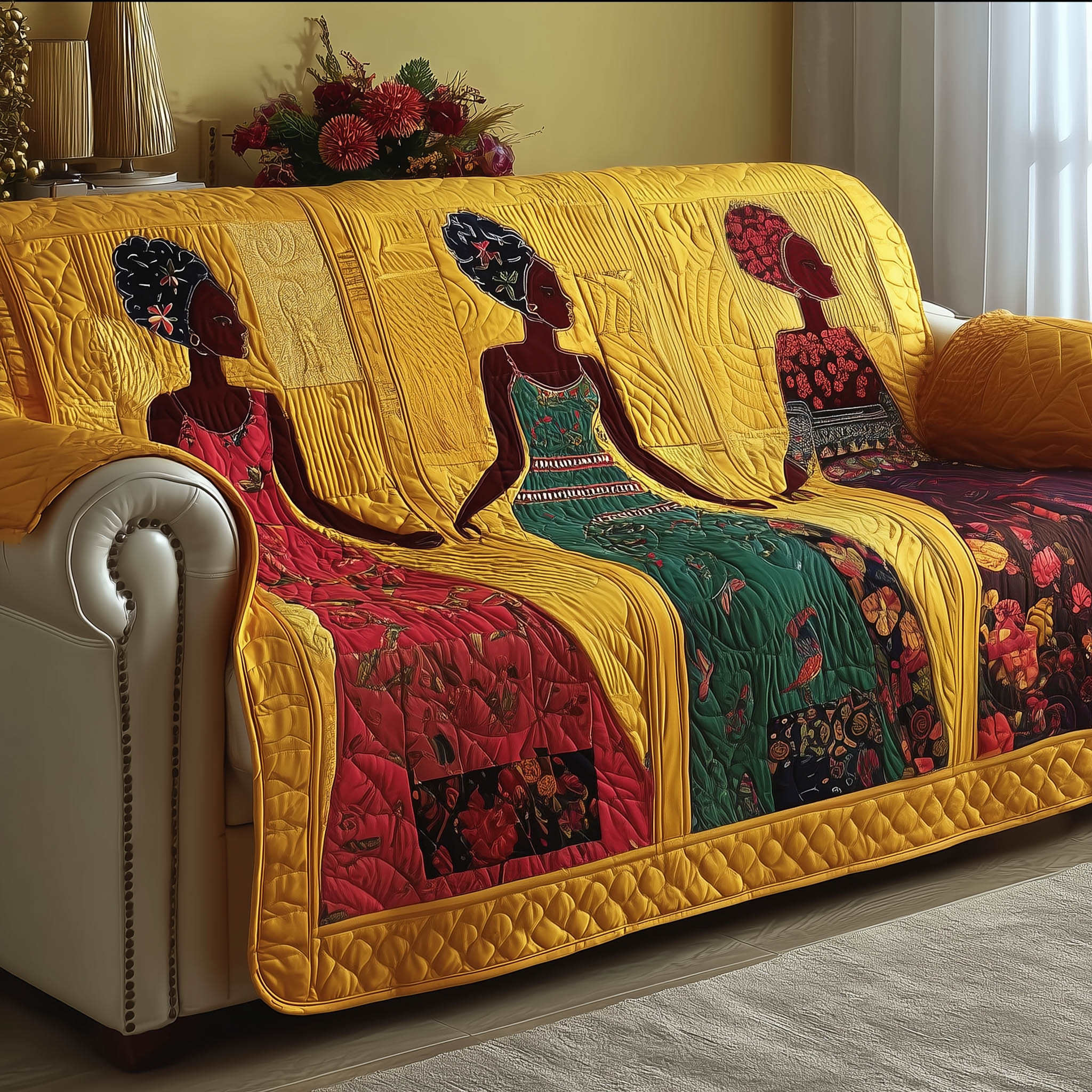 Melanin Quilted Sofa Cover Minimalist Skin Tone Color African American Gifts For Women
