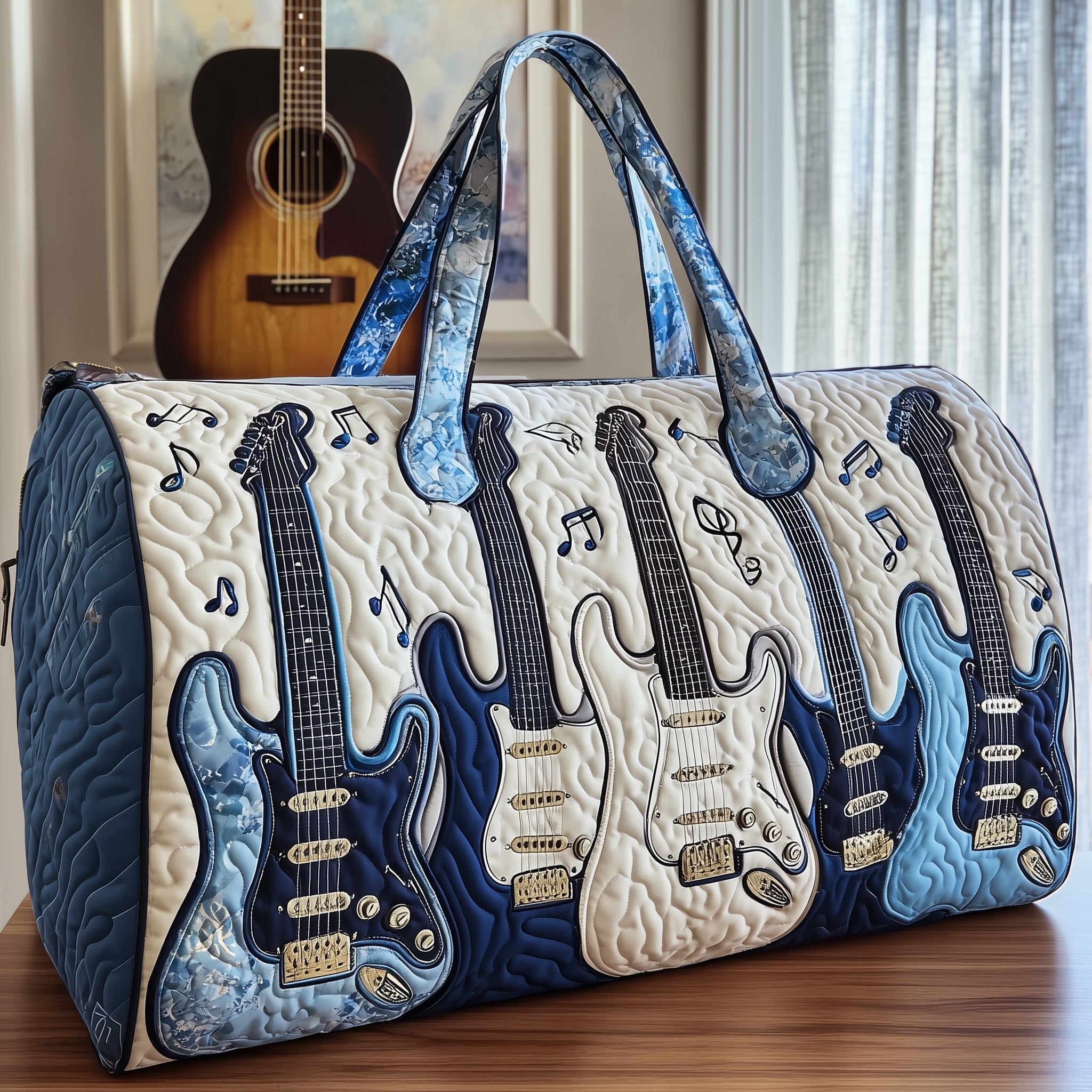 Melodic Guitar Quilted Duffle Bag Gift For Her