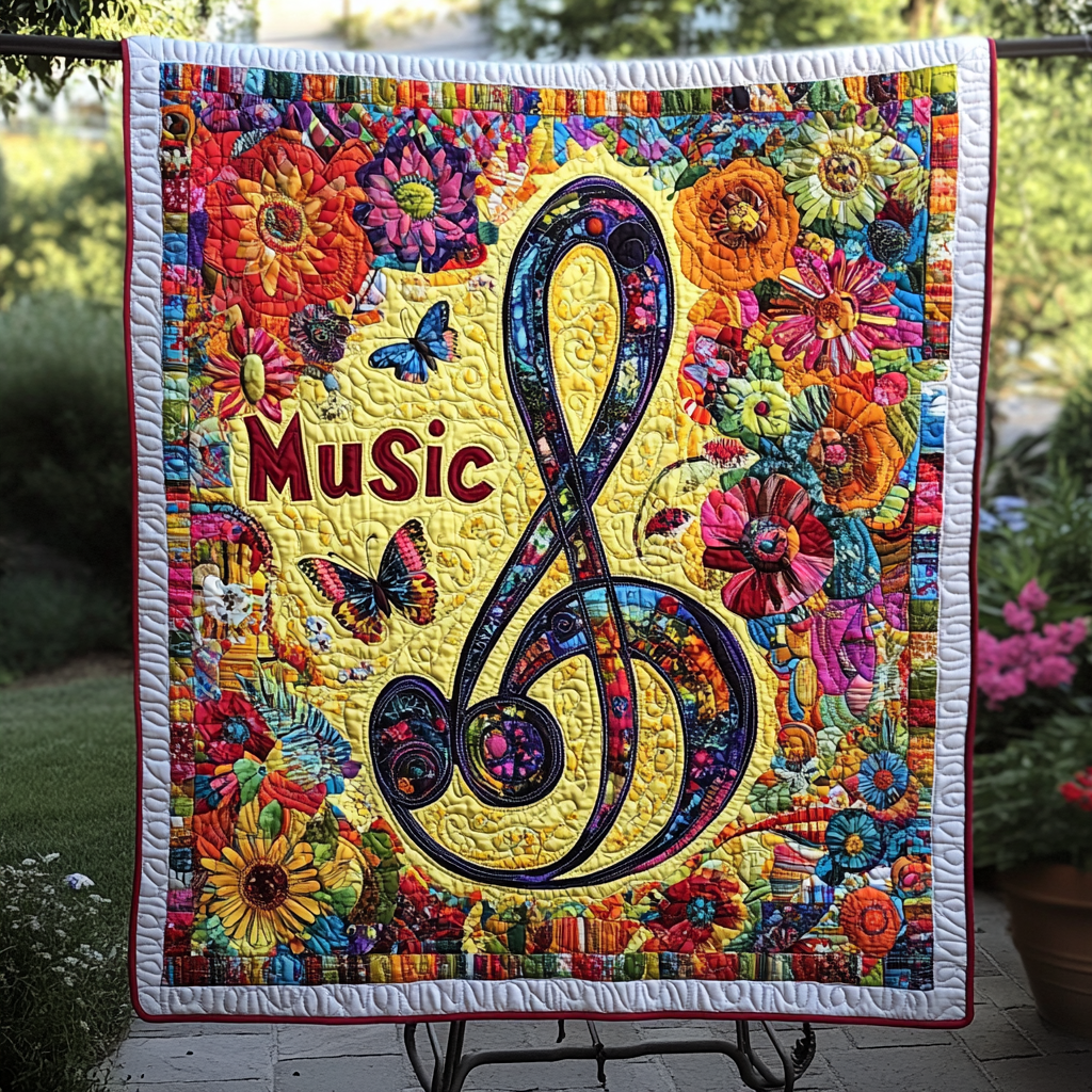 Melodic Mosaic Quilted Blanket Musical Gifts For Adults