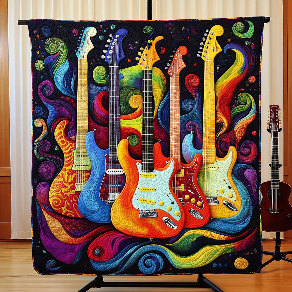 Melodic Power Quilted Blanket Gifts For Guitar Players