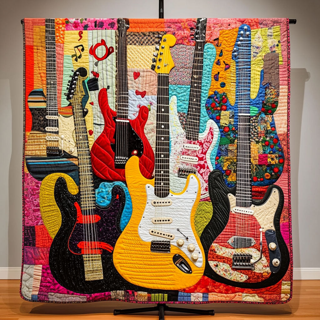Melodic Strings Quilted Blanket Gift Ideas For Music Lovers