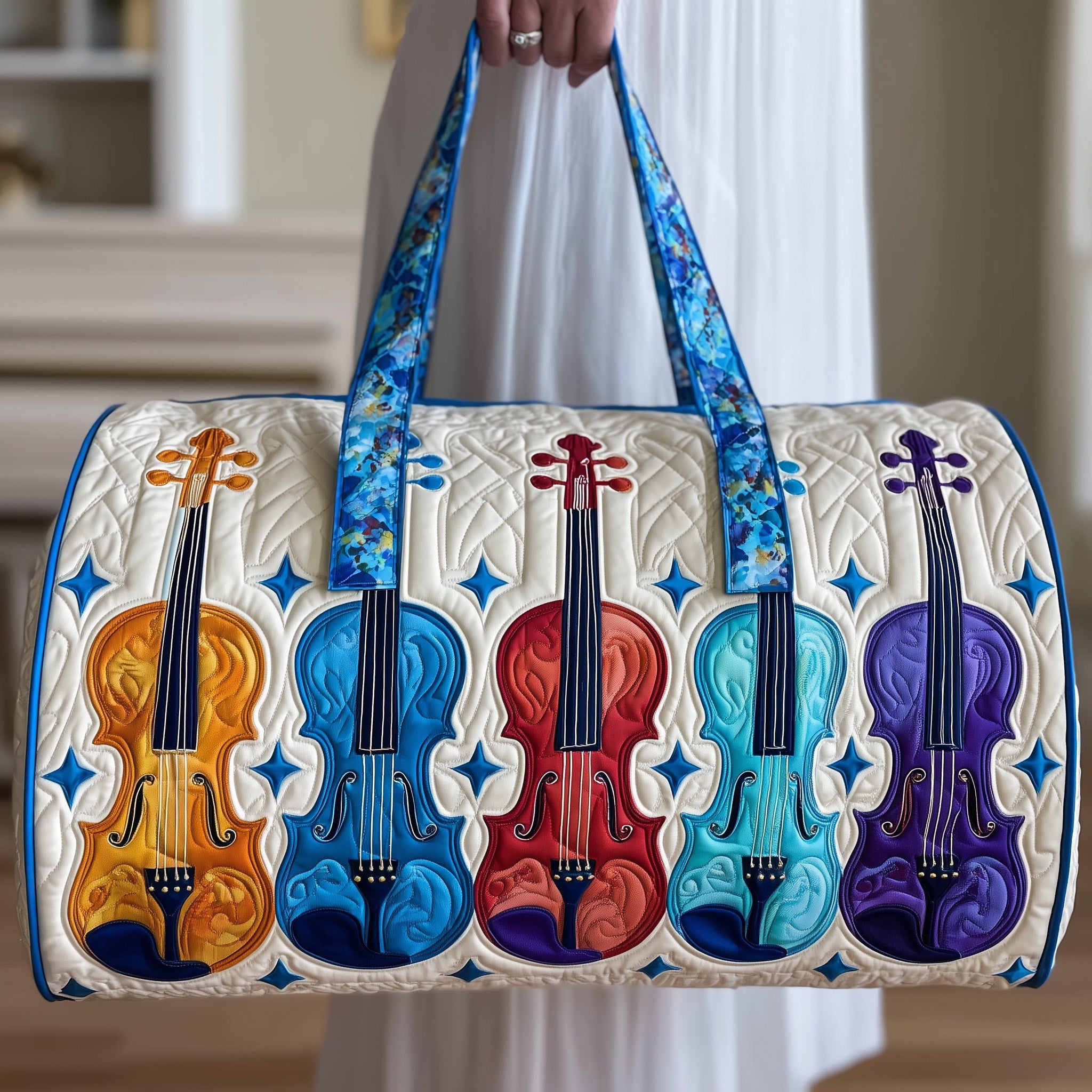 Melodic Violin Quilted Duffle Bag Gift For Dad