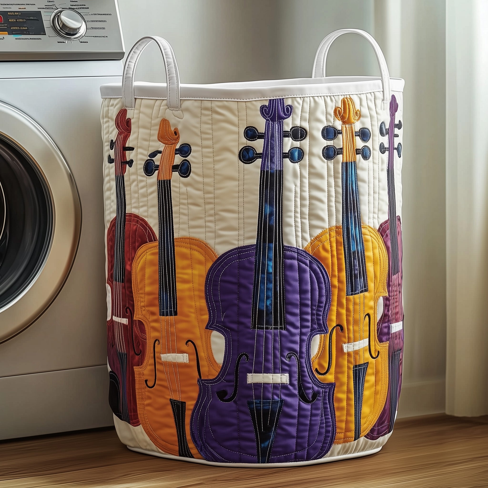 Melodic Violin Quilted Laundry Basket Father's Day Merch Gift