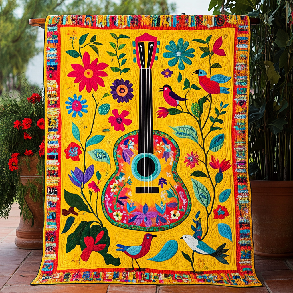 Melody Bloom Quilted Blanket Sofa Couch Throw Blanket Mexican Culture Gifts