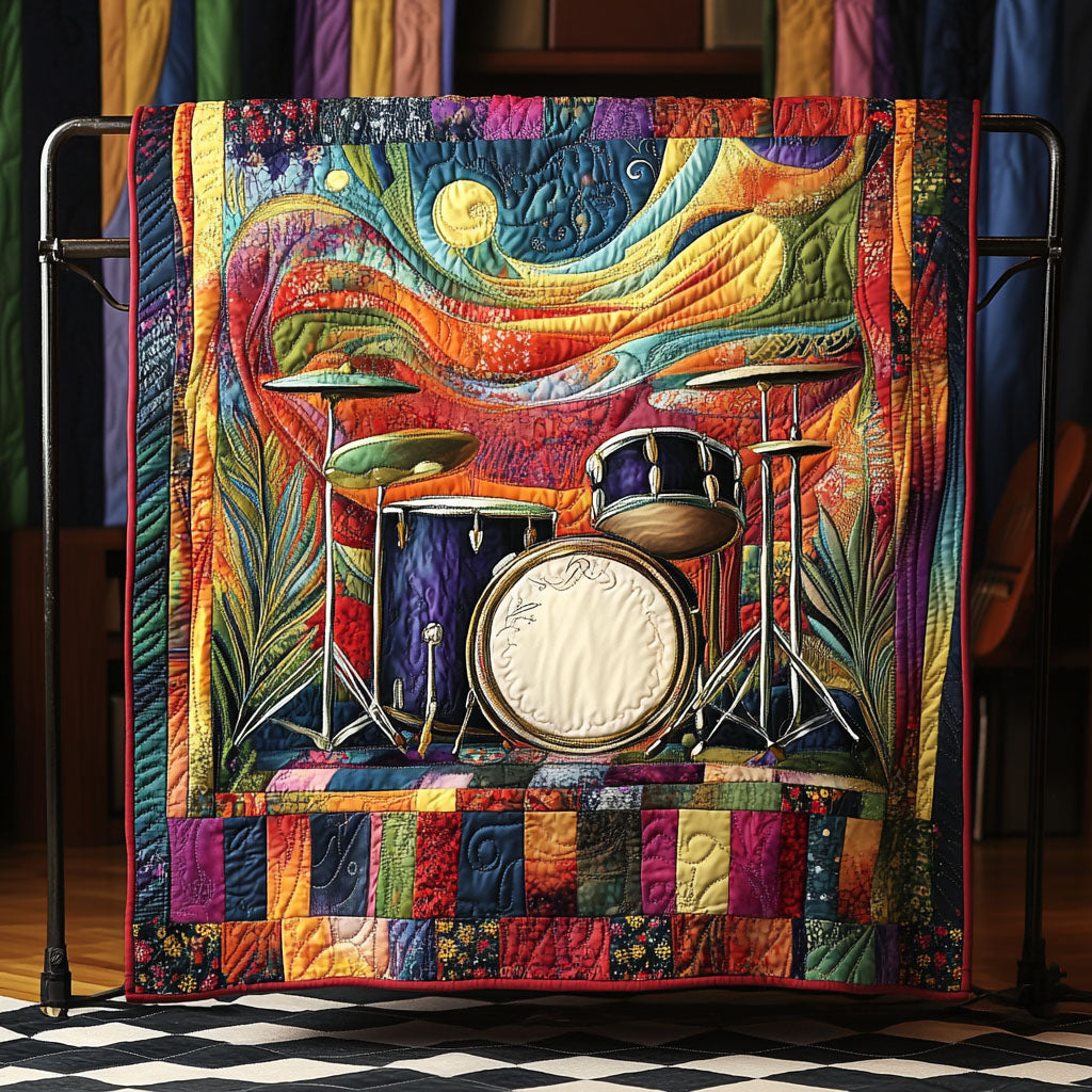 Melody in Motion Quilted Blanket Best Couch Throw Blanket Xmas Gifts For Drummers