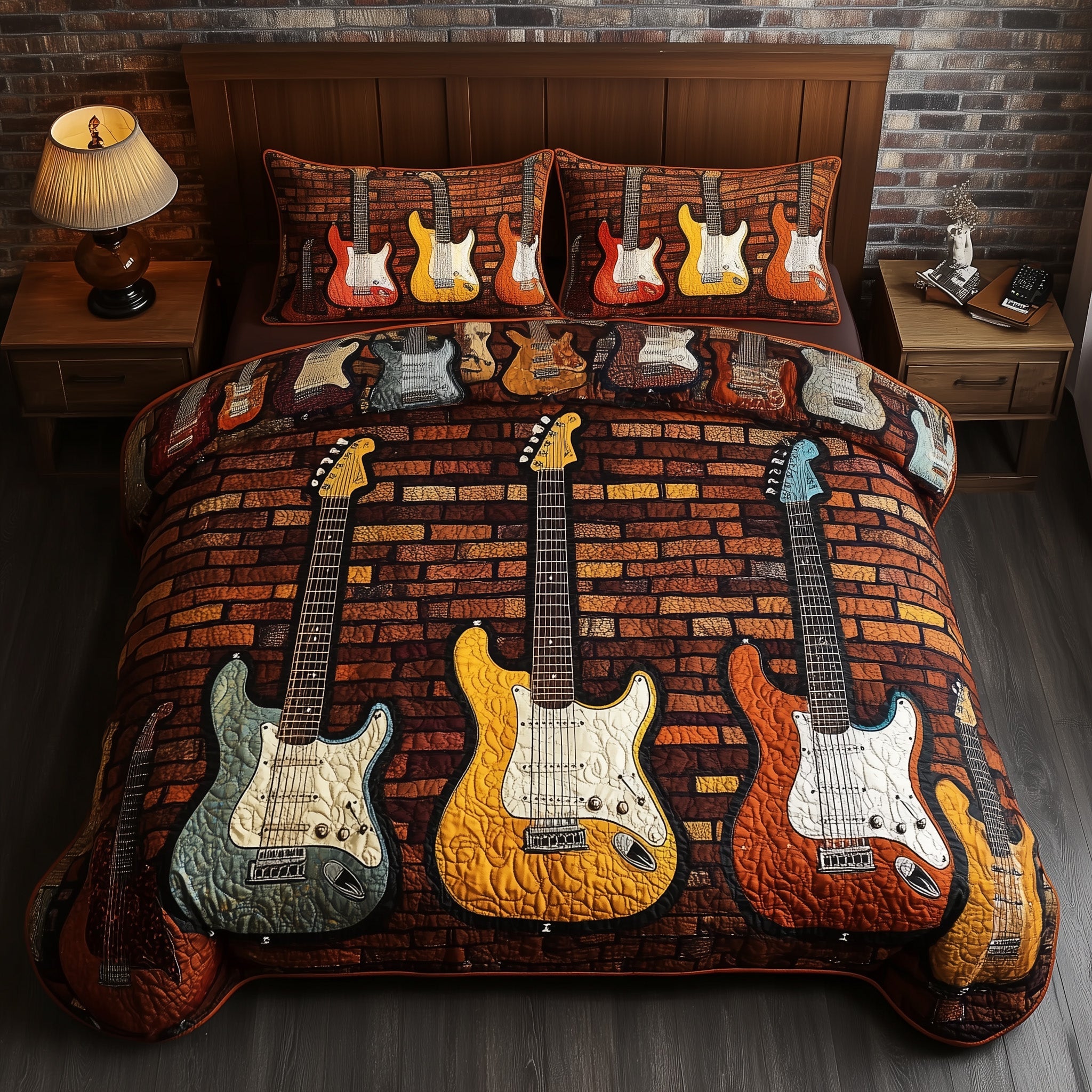 Melody of Soul Quilted Bedding Set Duvet Cover Bedspread Best Gifts For Guitar Players