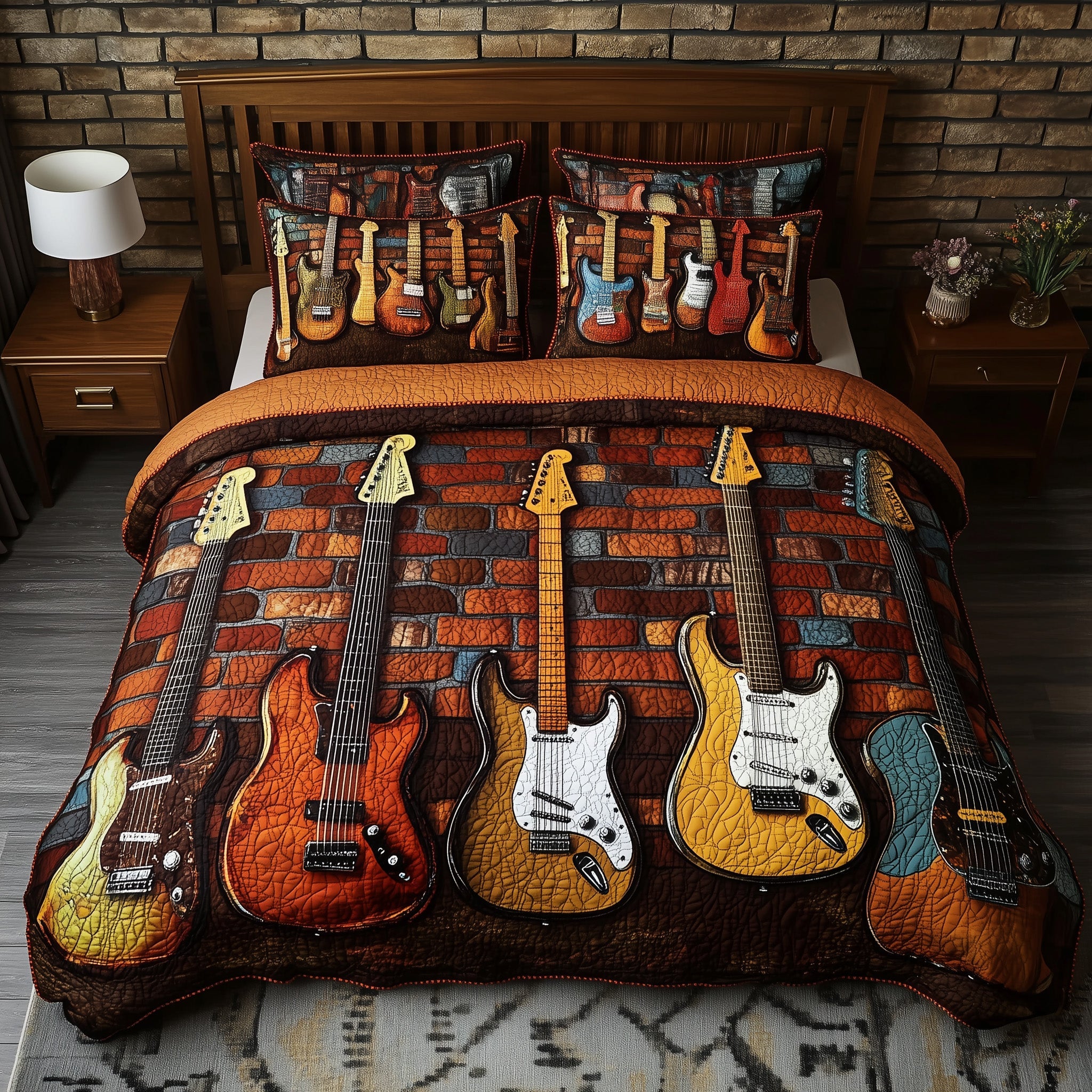 Melody of Soul Quilted Bedding Set Duvet Cover Bedspread Christmas Gifts For Guitar Players
