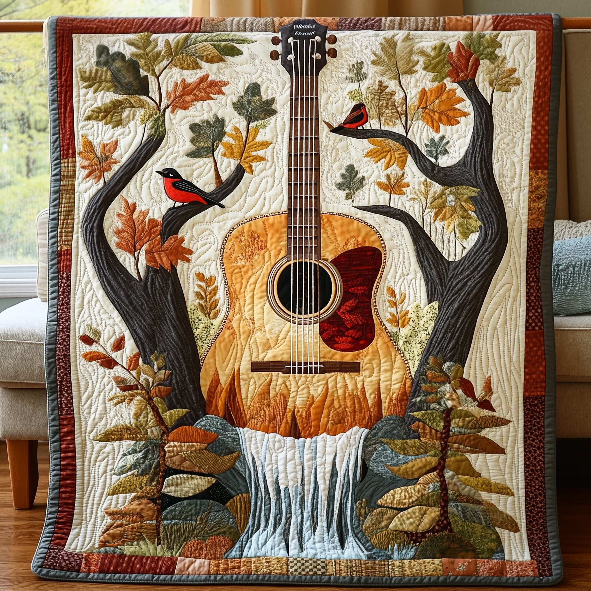 Melody of the Nature Quilted Blanket Cute Soft BlanketChristmas Gift For Guitar Teacher