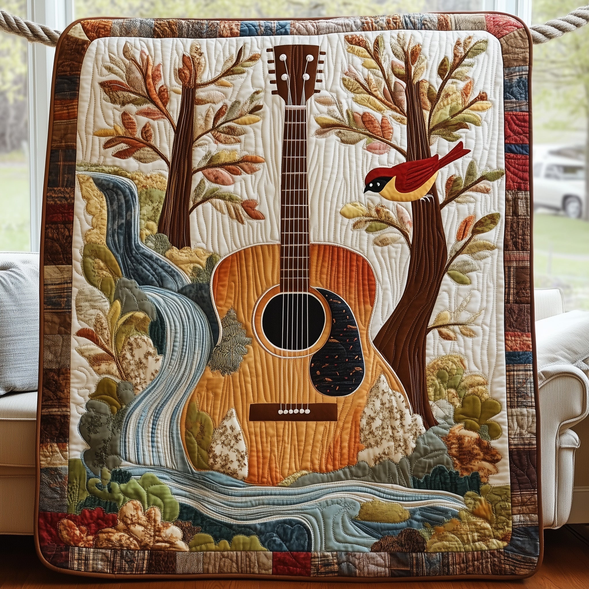 Melody of the Nature Quilted Blanket Cute Soft BlanketChristmas Gift Ideas For Guitarists
