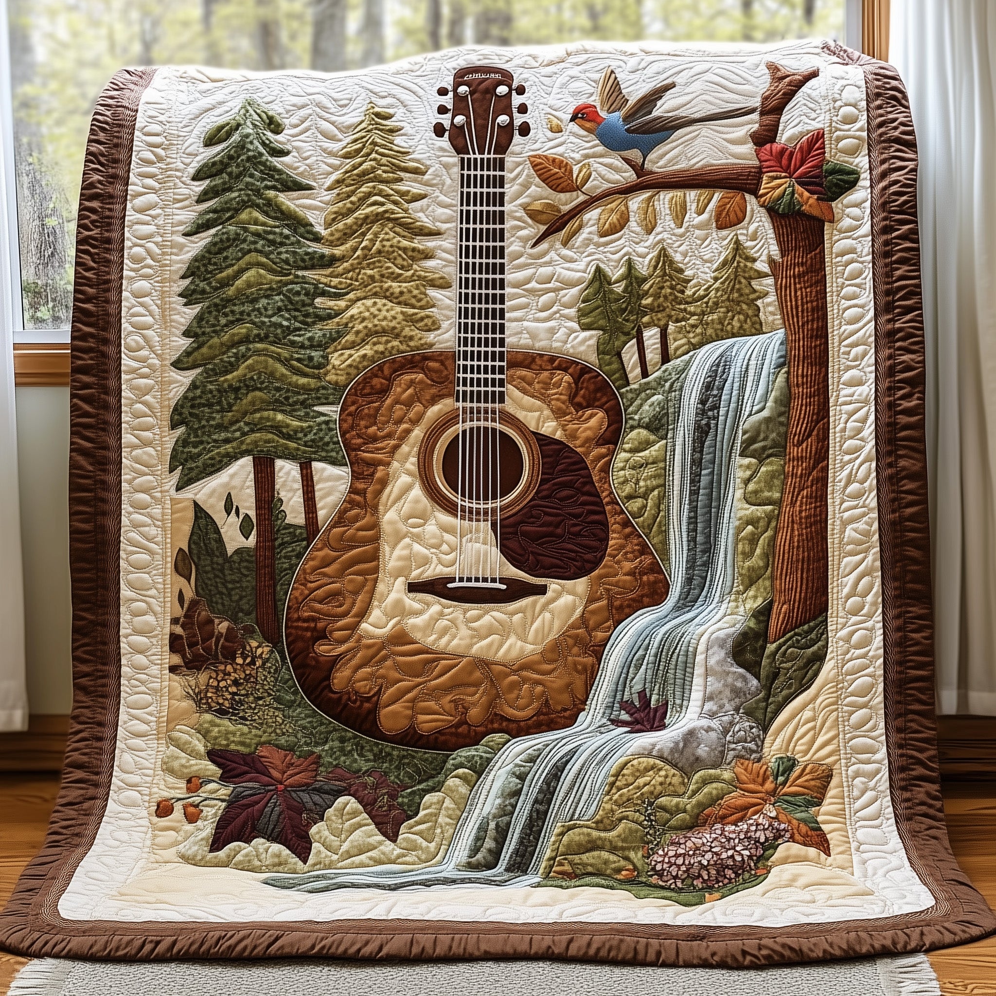 Melody of the Nature Quilted Blanket Cute Soft BlanketChristmas Gifts For Guitar Lovers