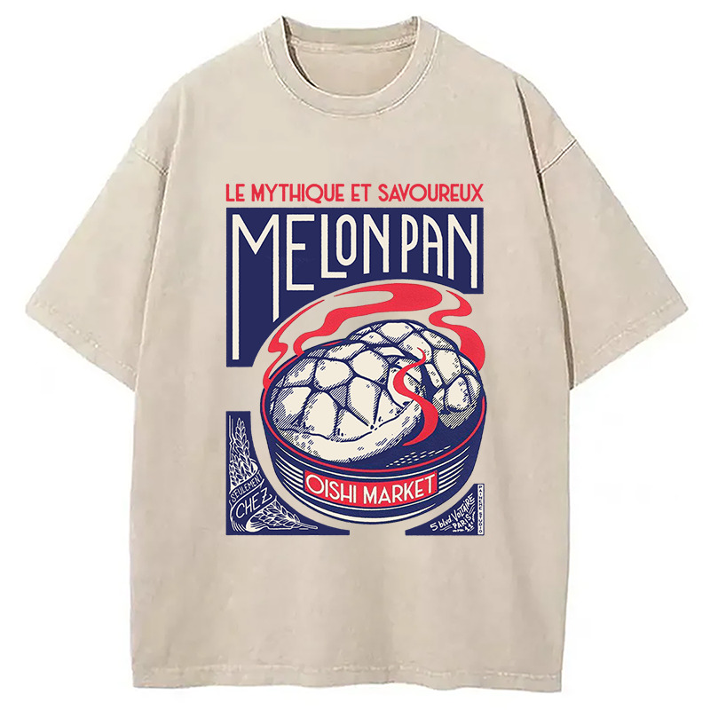Melon Pan Oishi Market Washed T-Shirt Unisex Streetwear Graphic Style Gifts For Sister