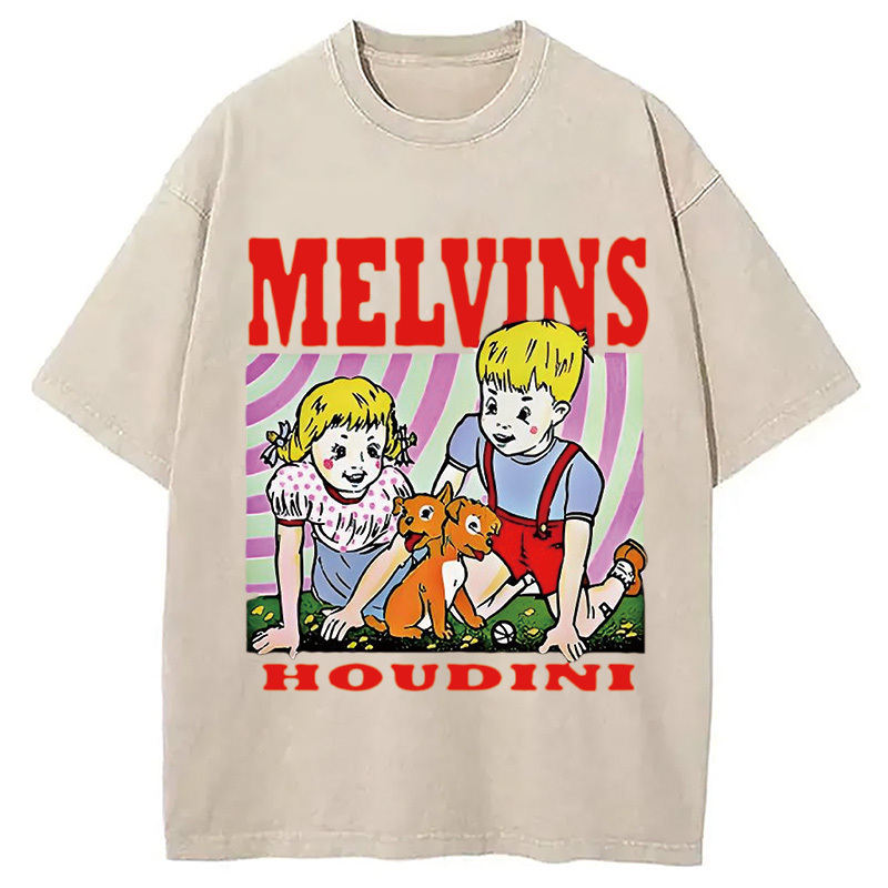 Melvins Houdini Metal Rock Band Washed T-Shirt Funny Graphic Gift For Friends Gifts For Sister