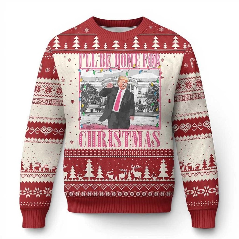 Meme Trump  I'll Be Home For Christmas Ugly Christmas Jumpers Gifts For Republicans Supporters