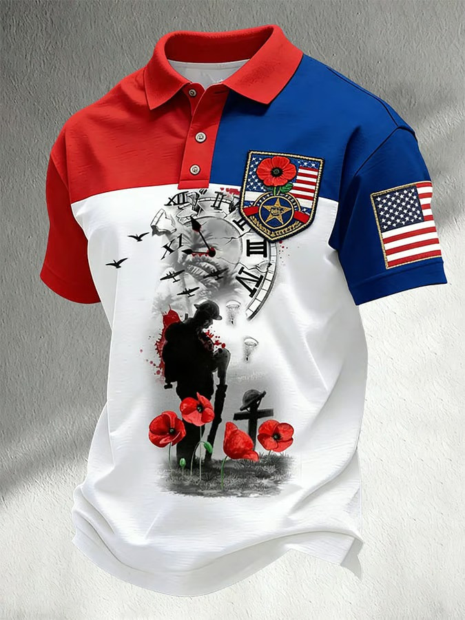 Memorial Day Polo Shirt Soldier Poppy Cross Patriotic Fan Gear Gift Ideas For Veteran