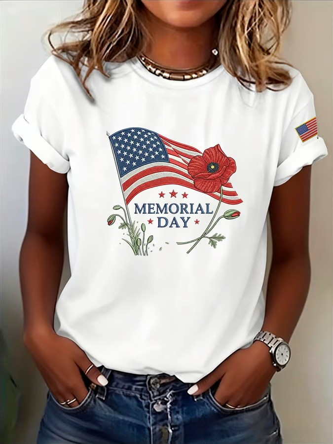 Memorial Day T-Shirt Poppy American Flag Patriotic Fan Gear Gift Ideas For Veteran
