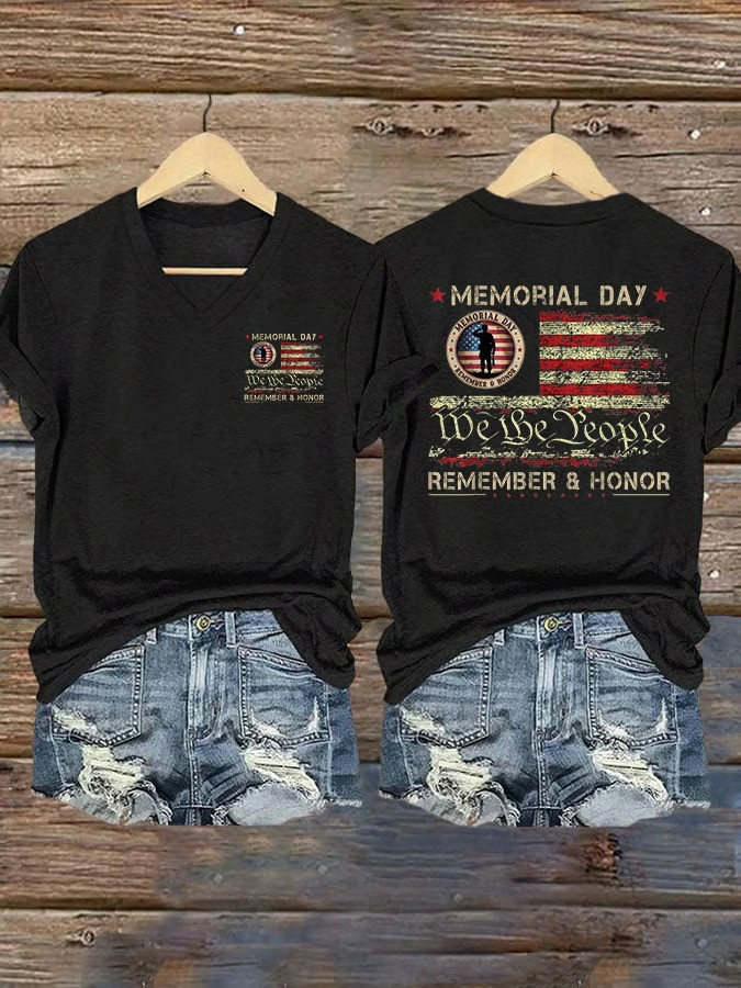 Memorial Day V-Neck Shirt We The People Eagle Tribute Patriotic Apparel Gift For Veteran