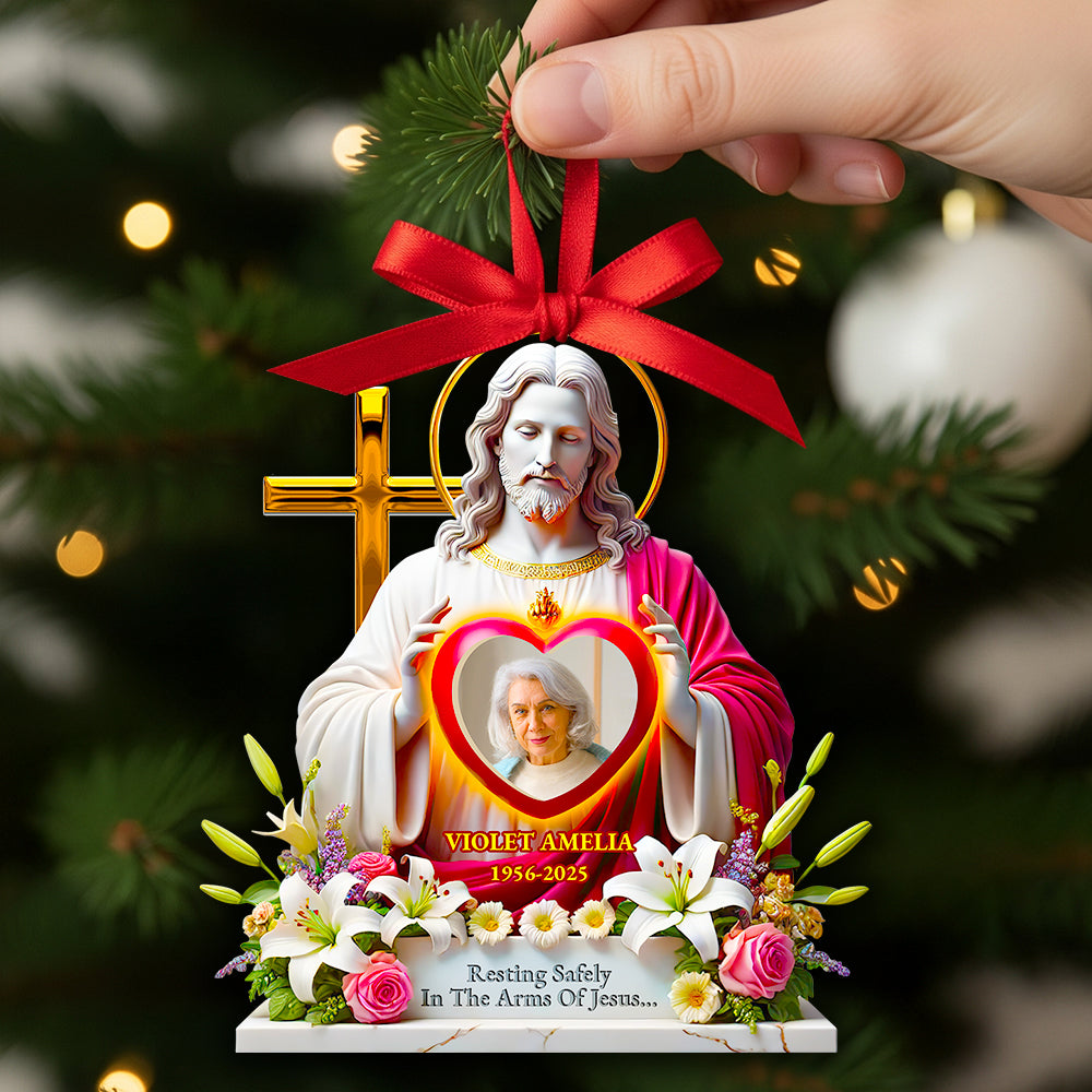 Memorial Jesus Ornament Custom Photo Gifts For Heaven - Xmas Ornament Gift