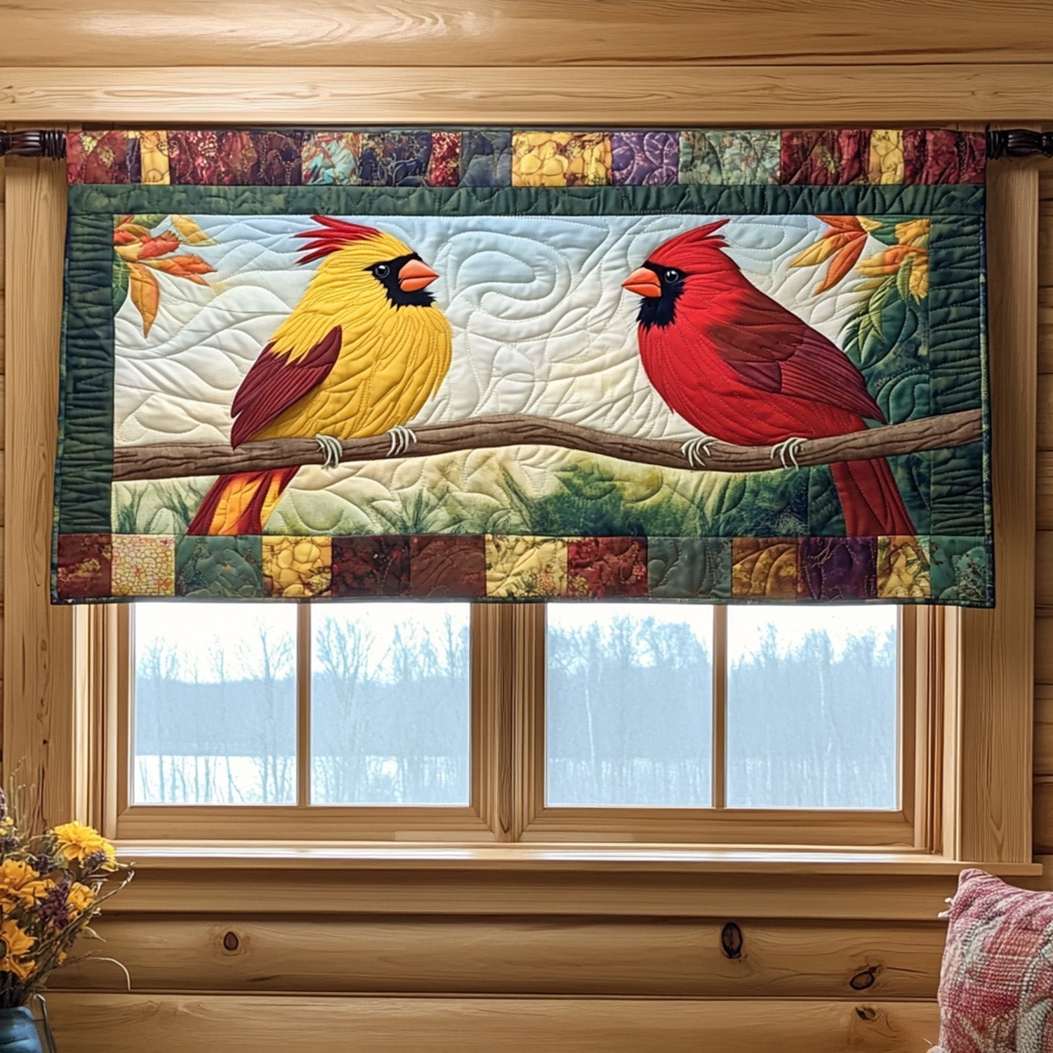 Memories in Flight Quilted Valance Cardinal Window Curtains Cardinal Christmas Decor Gifts For Christmas