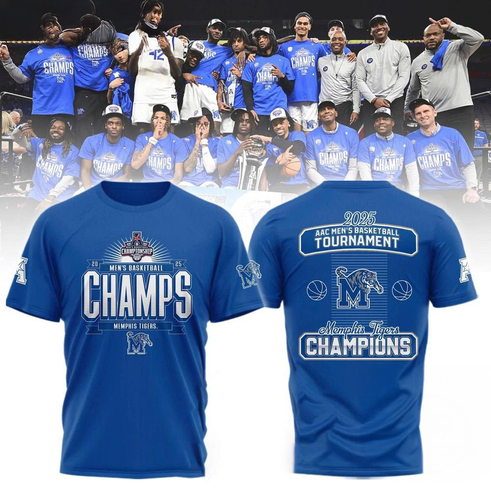 Memphis Tigers 2025 AAC Men's Basketball Conference Tournament Champions Shirt Gifts For Fans