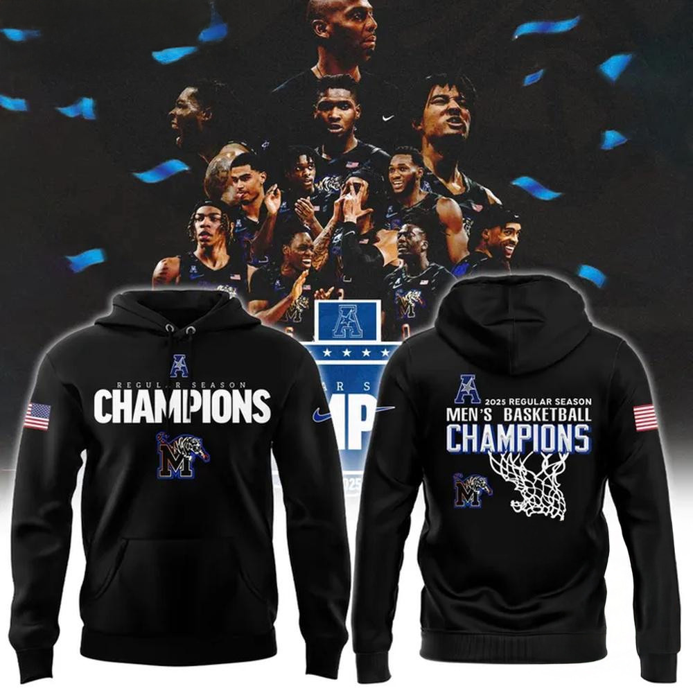 Memphis Tigers 2025 Regular Season Men's Basketball Champions Hoodie Basketball Enthusiast Gifts