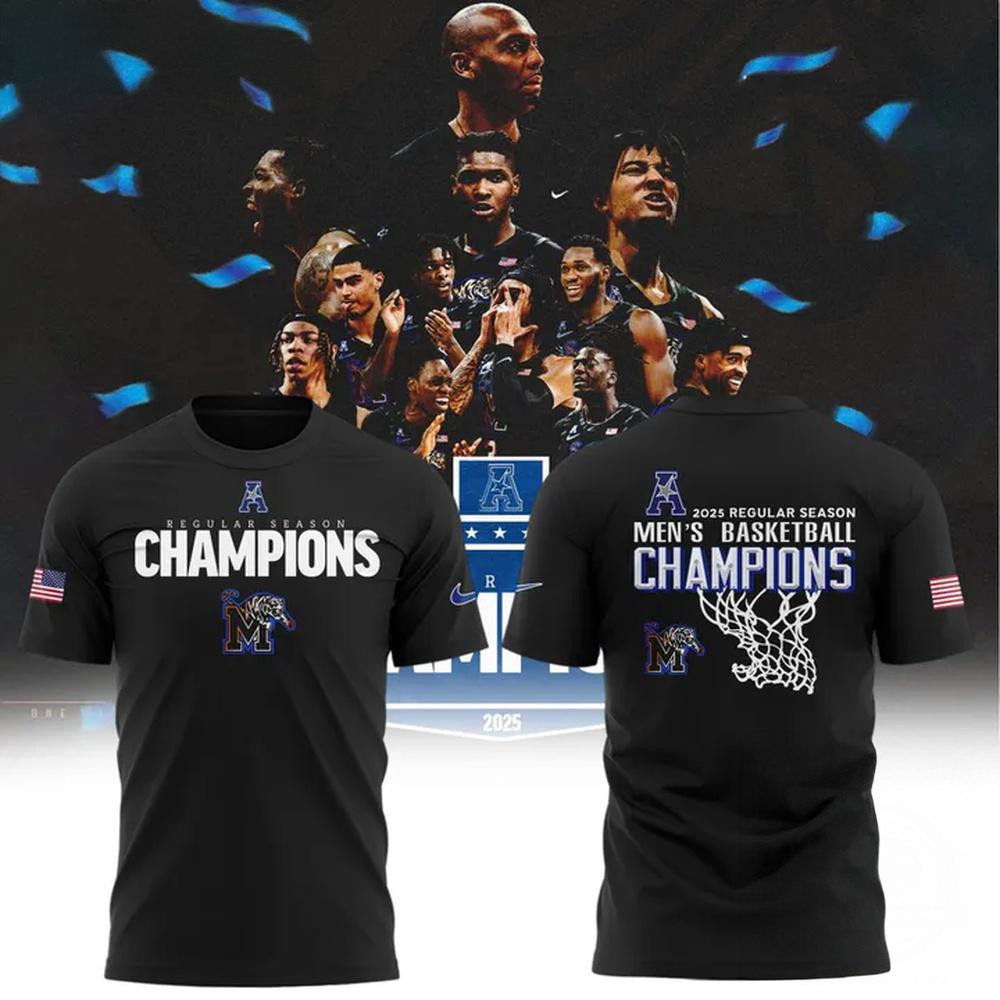 Memphis Tigers 2025 Regular Season Men's Basketball Champions Shirt Basketball Enthusiast Gifts