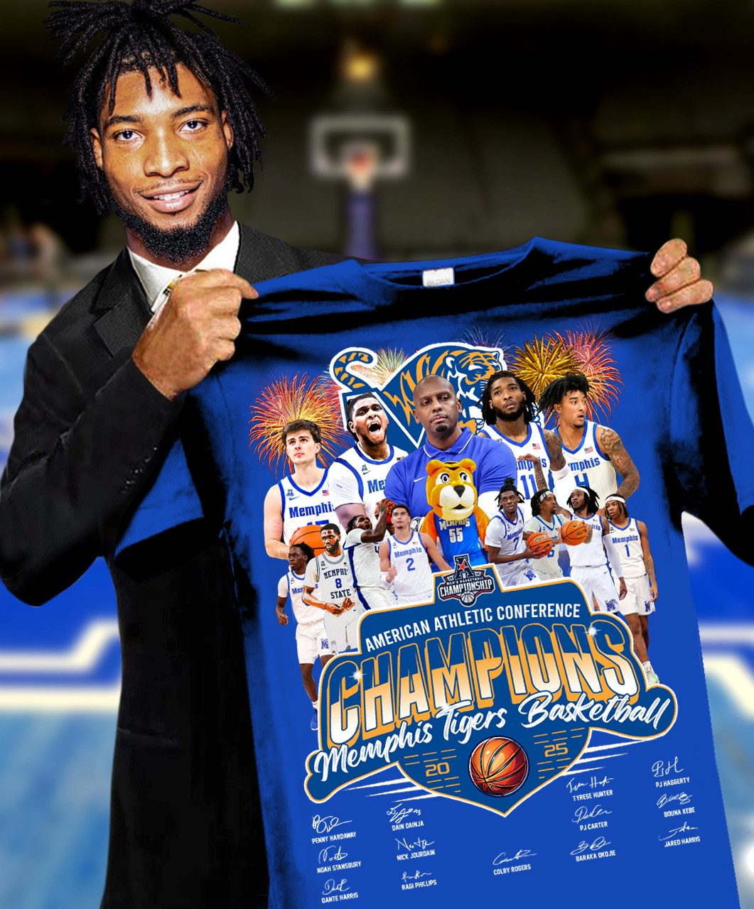 Memphis Tigers Basketball Champions Shirt 2025 American Athletic Conference Championship