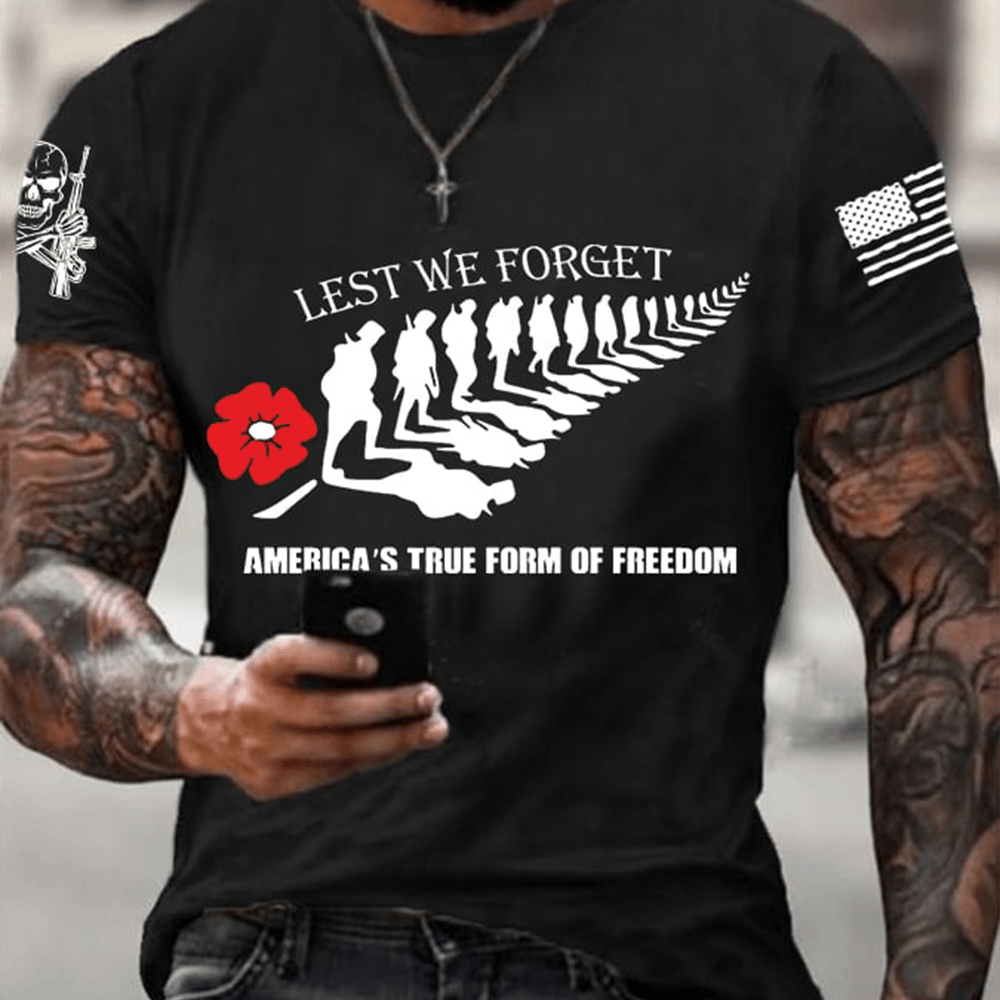 Men S Lest We Forget Veteran Dd 214 America S True Form Of Freedom Casual Tee