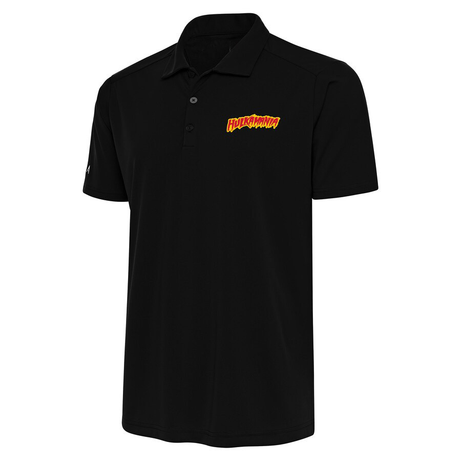 Men's Antigua Black Hulk Hogan Tribute Polo Merch For Fans