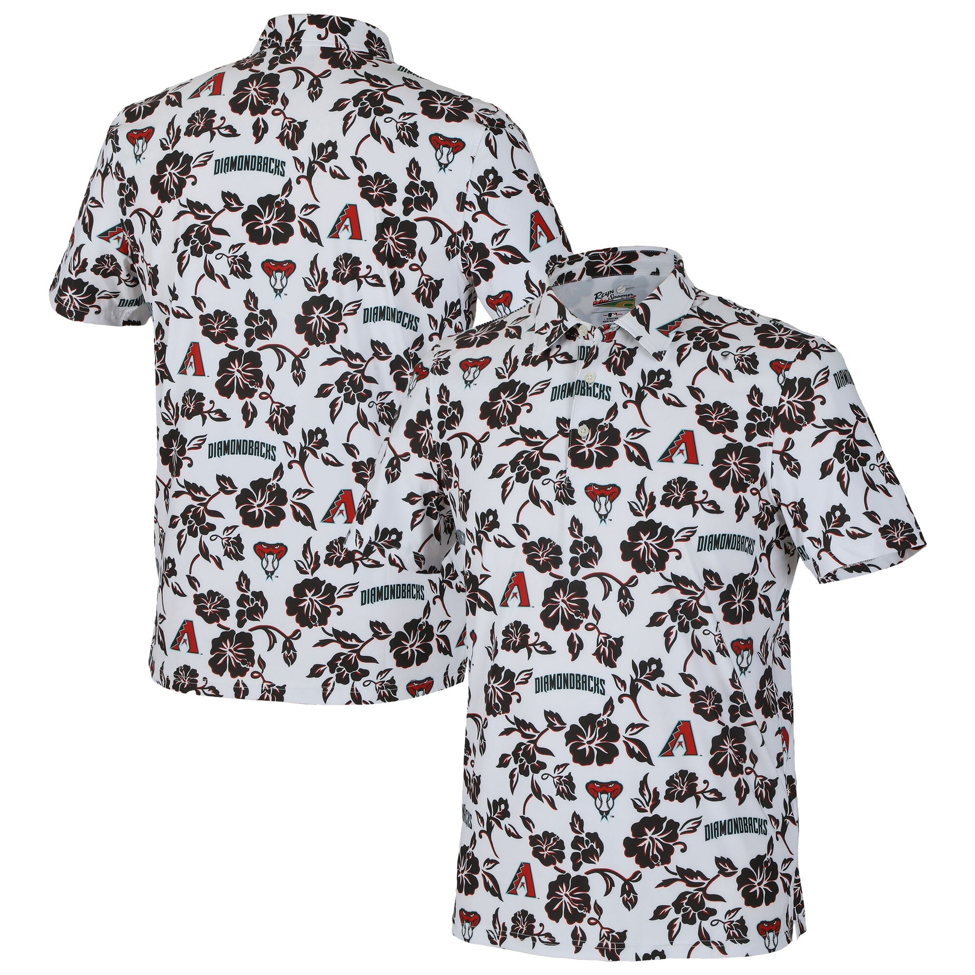 Mens Arizona Diamondbacks Reyn Spooner White Pua MLB Polo Shirt Merch Gift