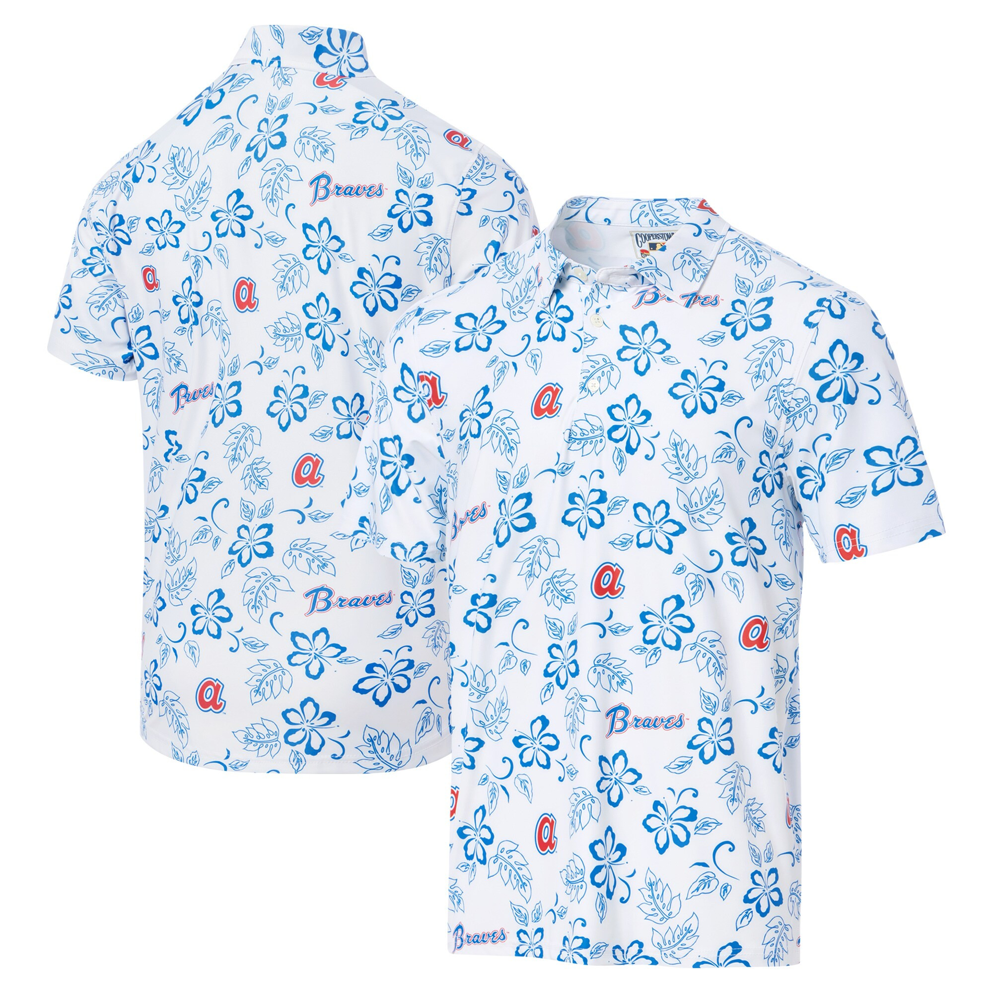 Mens Atlanta Braves Reyn Spooner White Cooperstown Collection Performance Polo Merch Gift For Dad