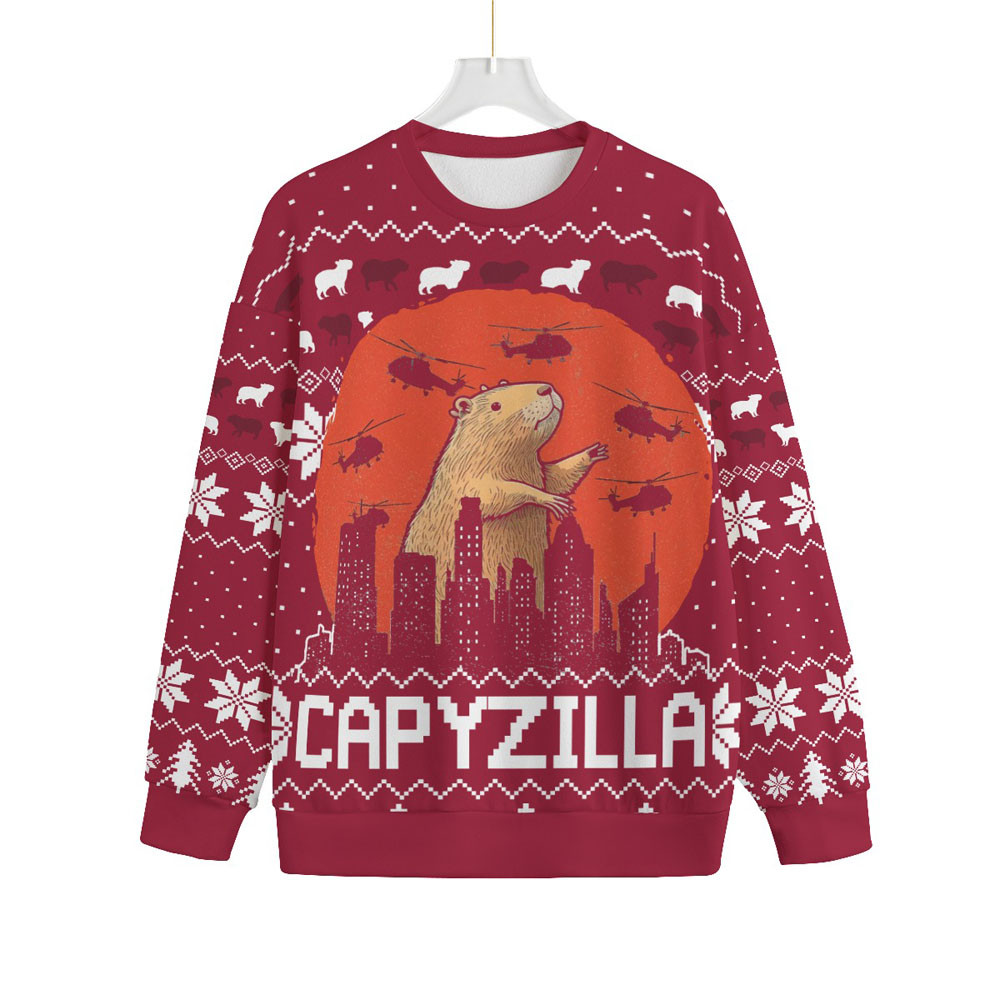 Mens Big And Tall Ugly Christmas Sweater Capybara Trending Christmas Merch Gift 2025 Collection