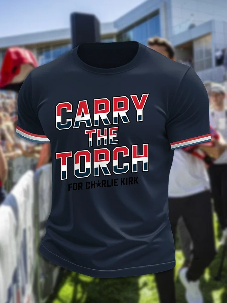 Men's Carry The Torch short sleeves T-shirt Best Gift For America Supporters