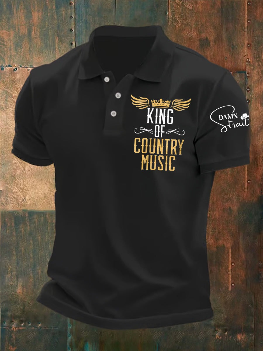 Men's Damn Strait George King Of Country Music Polo Unique Gifts For Music Lovers