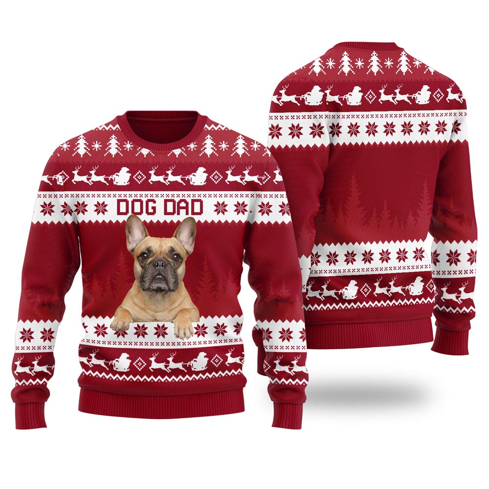 Mens Dog Dad Custom Ugly Christmas Sweater Cardinal Red Christmas Sweaters For Men