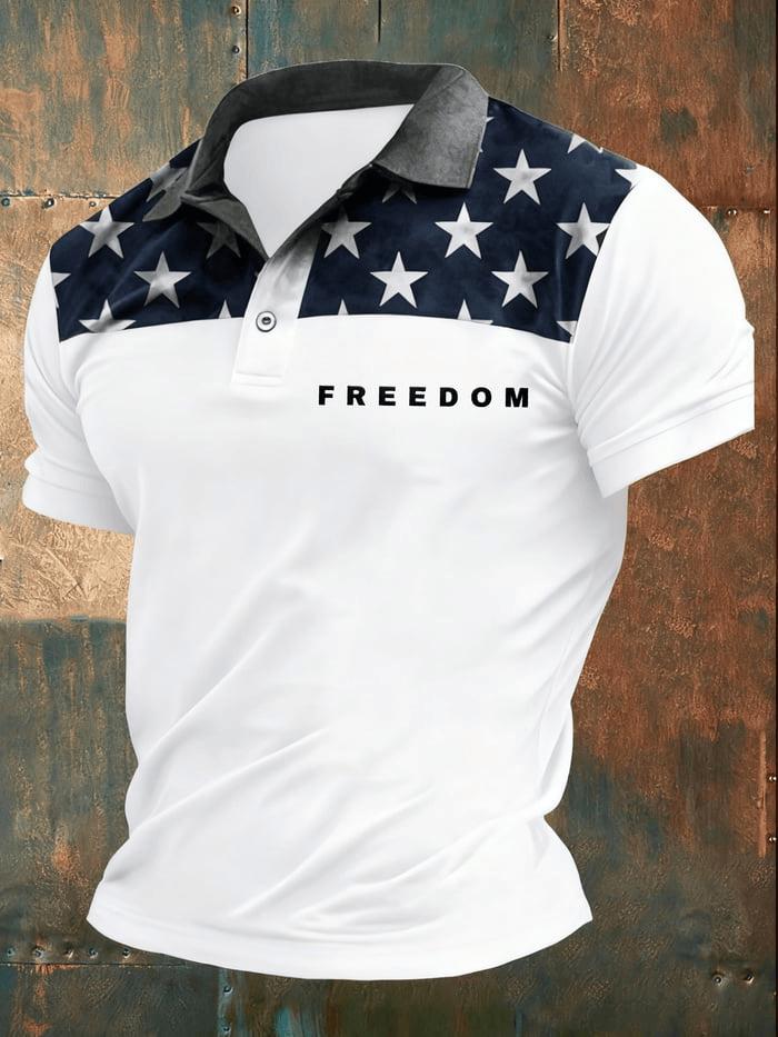 Men's Freedom American Flag Polo Shirt American Flag Charlie Kirk Apparel Gift for Patriots